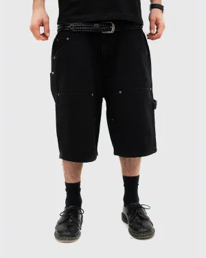 Dime Carpenter Denim Shorts - Black Natural Materials Fold - Up