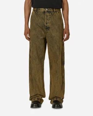 Collared Style Loose Fit Denim Pants Beige