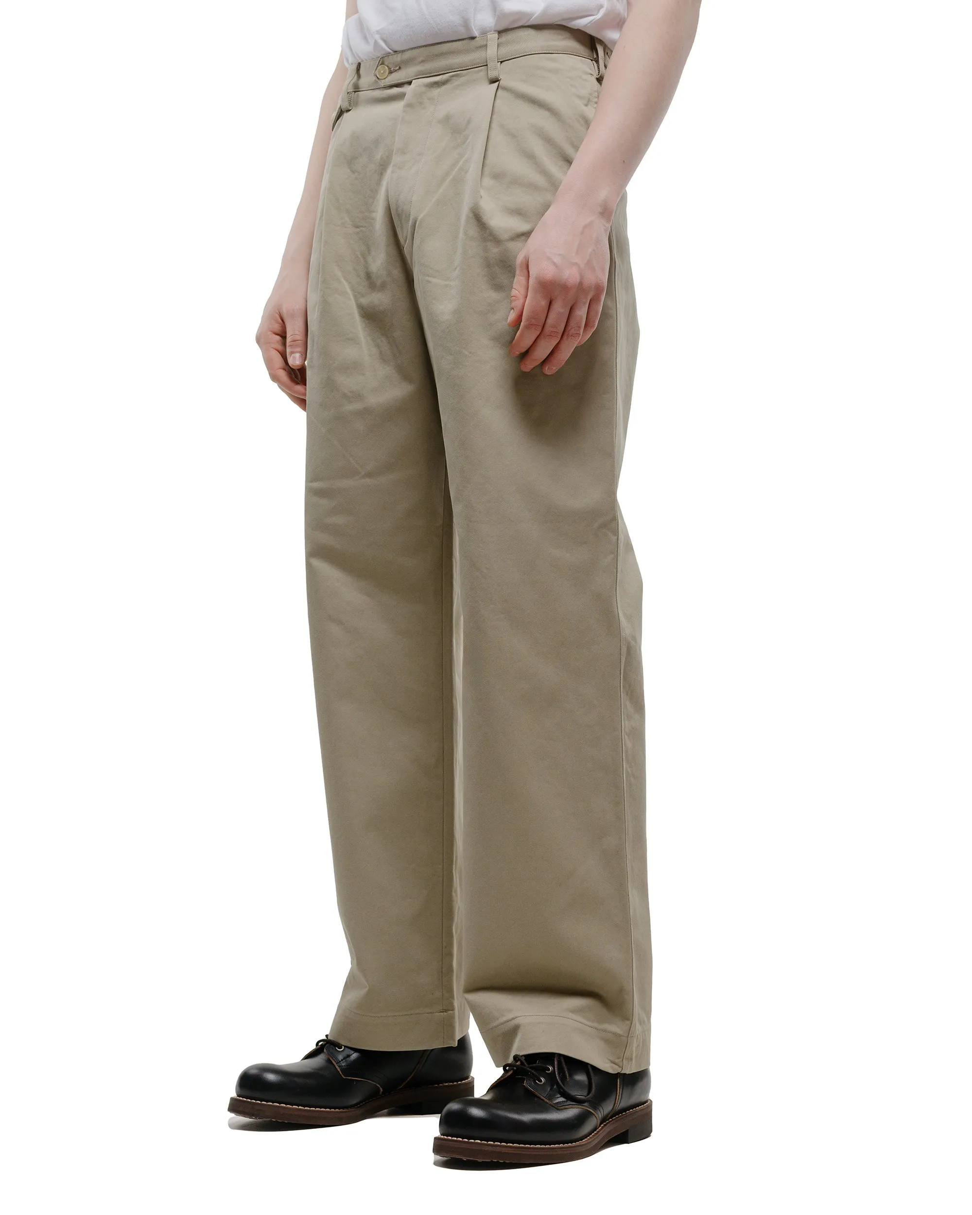 Auralee Washed Finx Chino One-Tuck Pants Light Khaki Four - Way Stretch