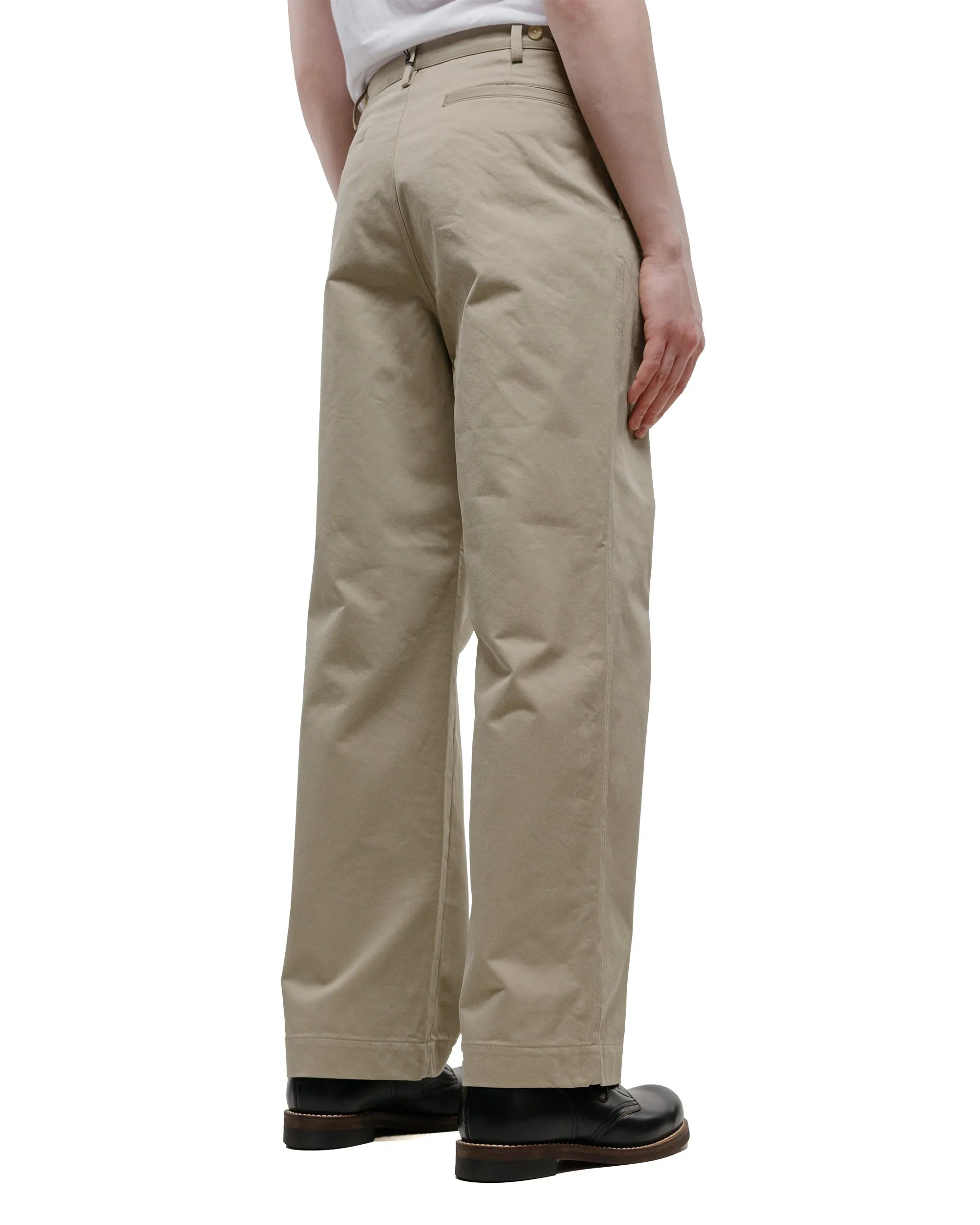 Auralee Washed Finx Chino One-Tuck Pants Light Khaki Straps With Arrowing