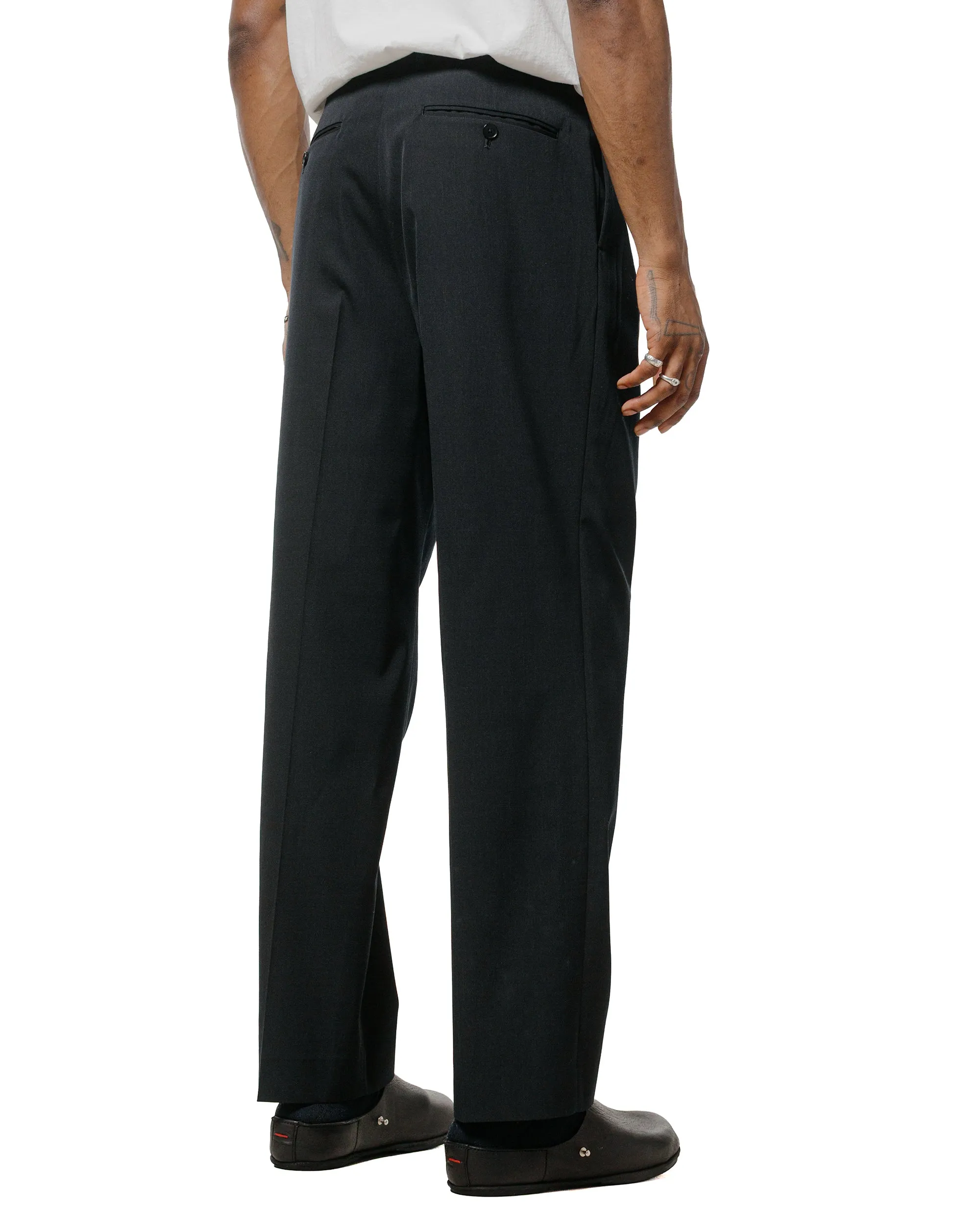 Velcro Pockets Bamboo Strap Auralee Light Wool Max Gabardine Two-Tuck Slacks Top Black