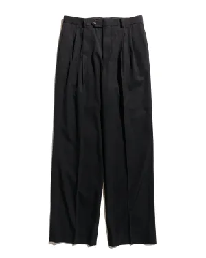 Auralee Light Wool Max Gabardine Two-Tuck Slacks Top Black Self Breathing
