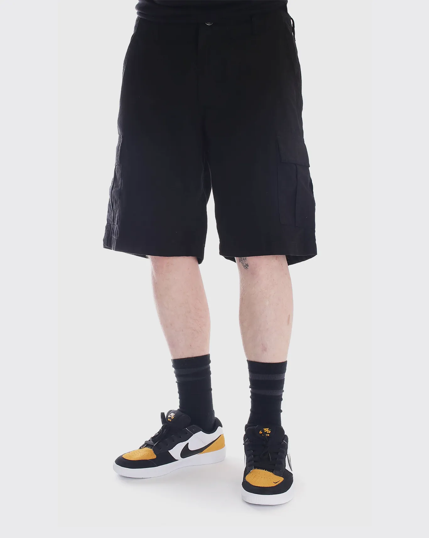 Zipper Puller Trainers Ripstop Cargo Short - Black