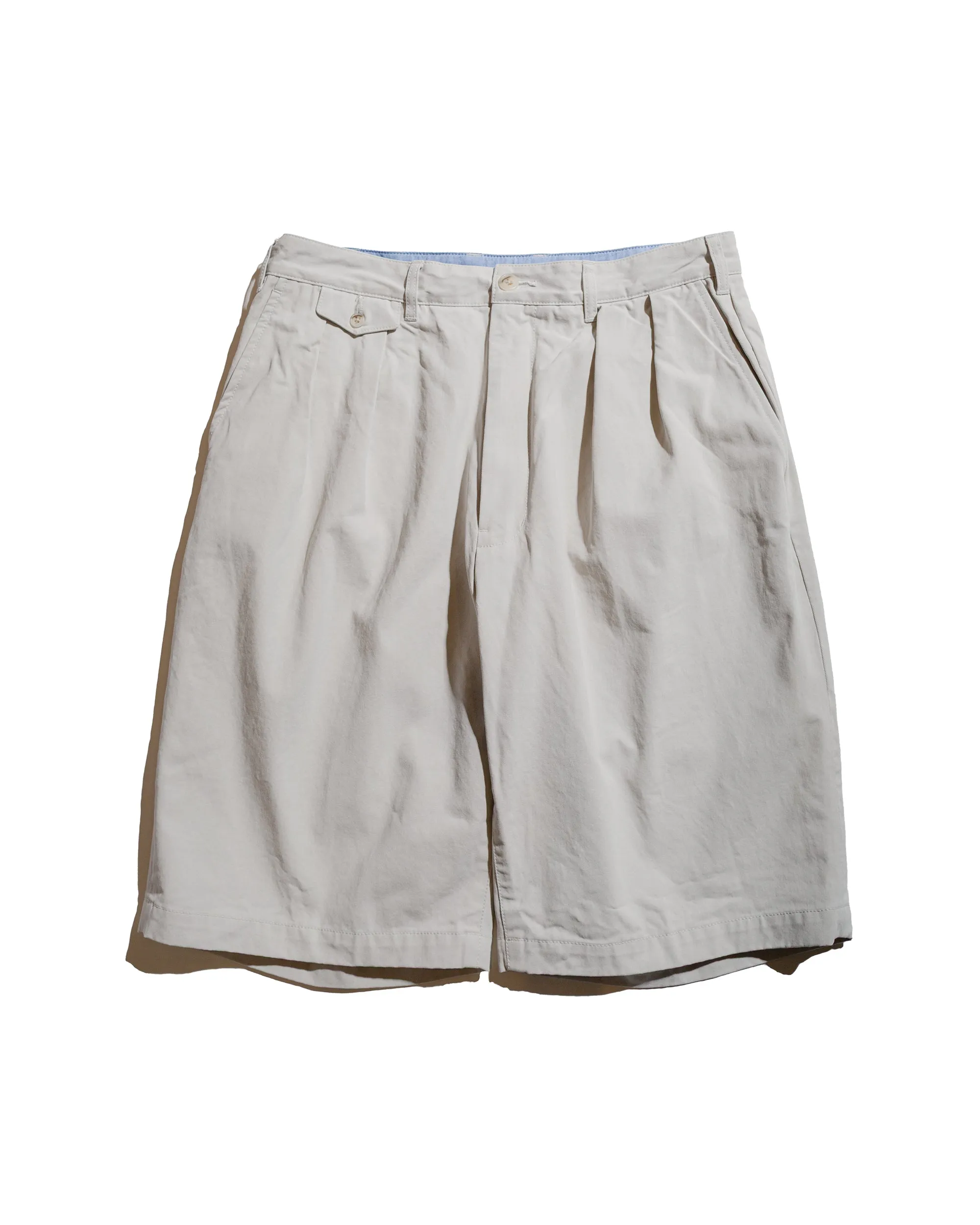 Silvering Brand Metallic Lamination Beams Plus 2Pleats Shorts Twill Bio Washed Cement