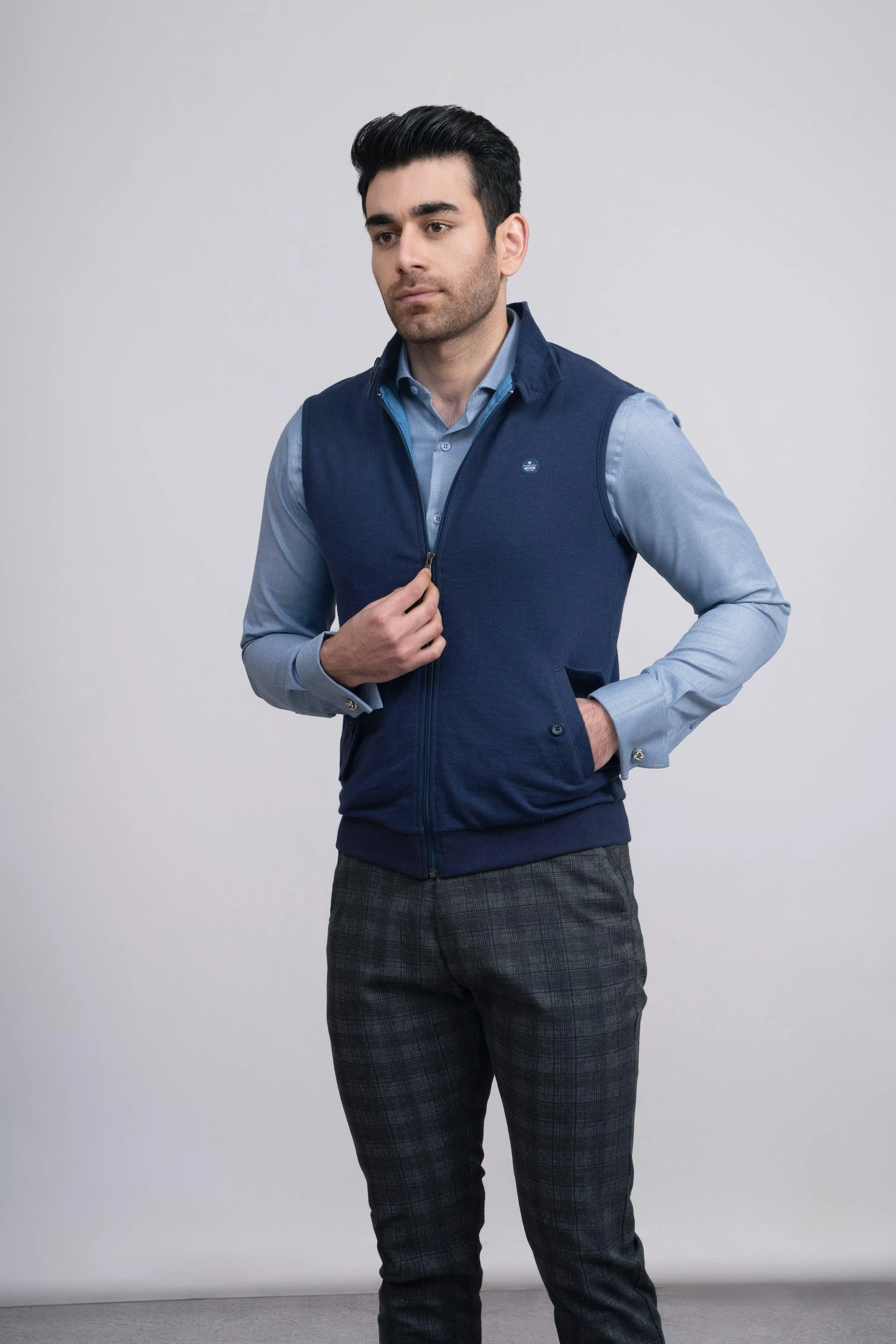Jacket Herringbone S/L Navy AbrasionProof