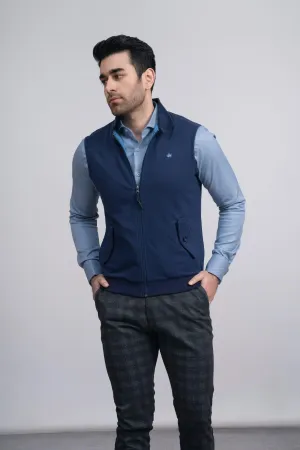 Jacket Herringbone S/L Navy Narrow-Fit Comfort Awareness
