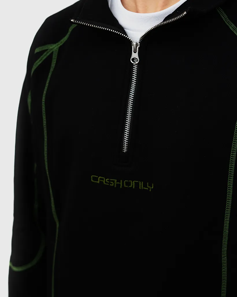 Cash Only Stencil Quarter Zip Up - Black "Hangtag Trim