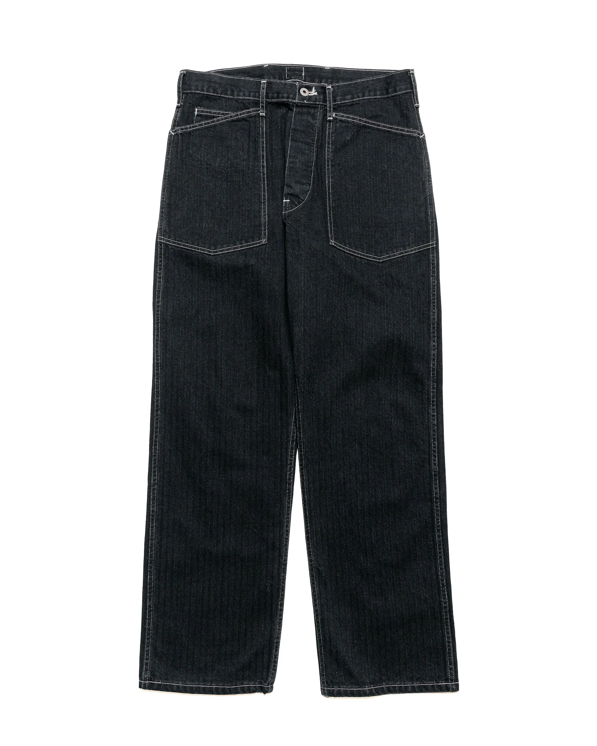 Printed Sleeve Post O'Alls Army Pants Herringbone Denim Black