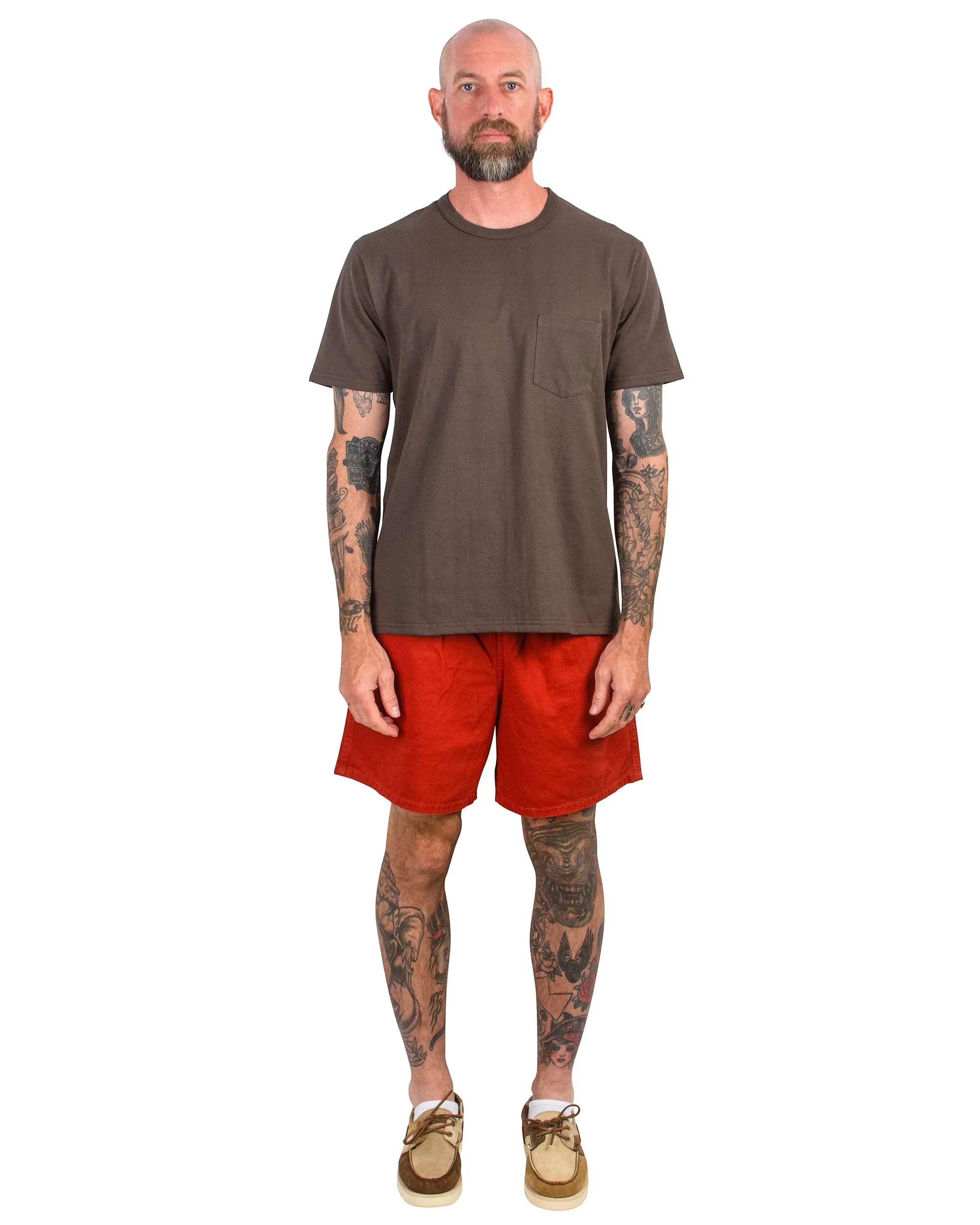 Wrap Shorts Wrap The Real Mccoy'S Mp22015 Cotton Drill Swim Shorts (Over-Dyed) Brick Red