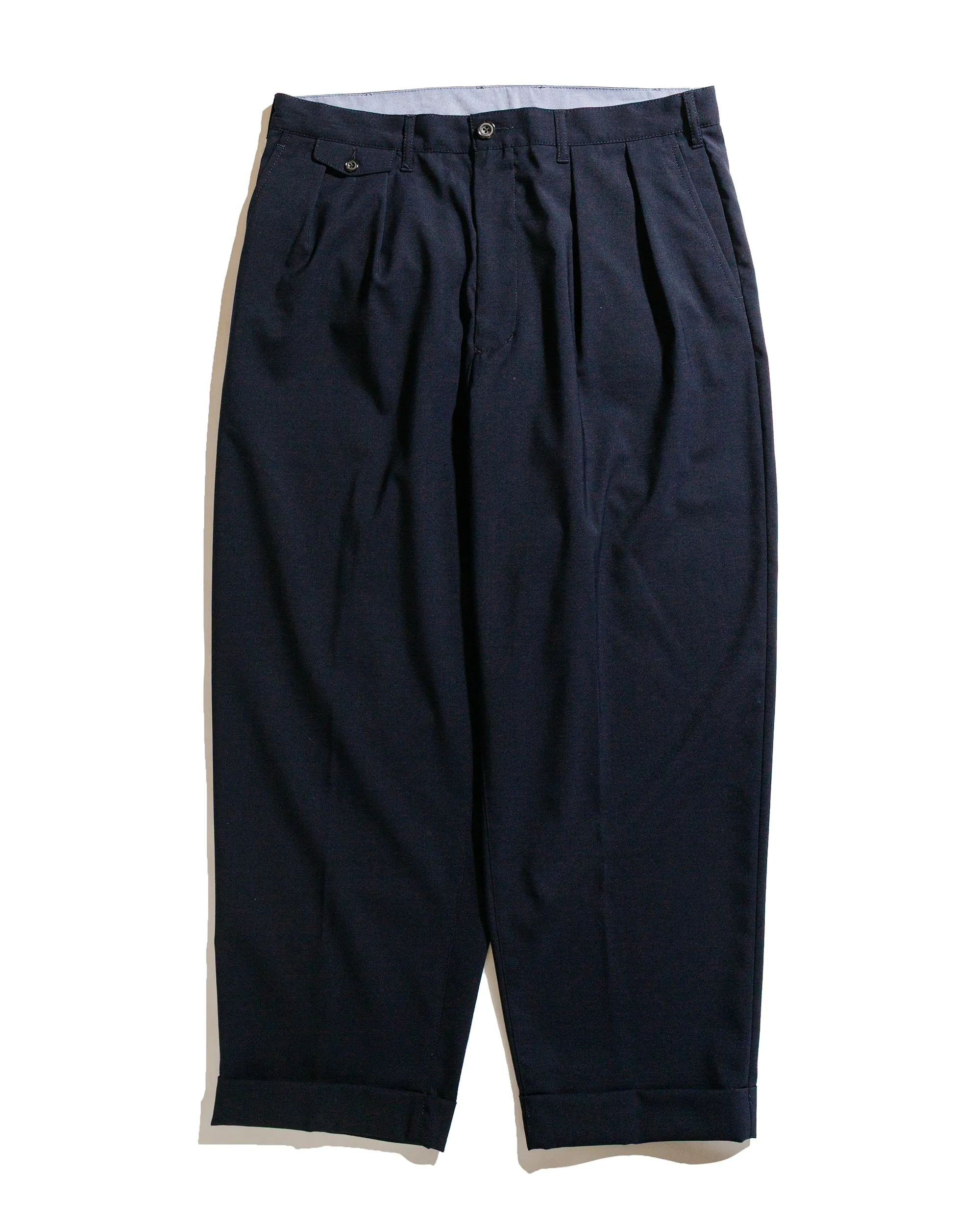 Beams Plus 2Pleats Wool Tropical Dark Navy Condiment