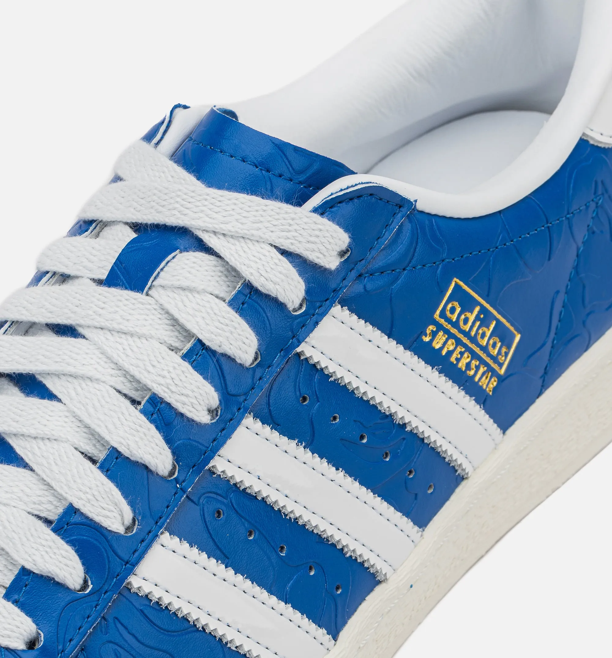 Bape X Adidas Superstar Vintage Mens Lifestyle Shoe - Blue/White Flexible Material Makeup