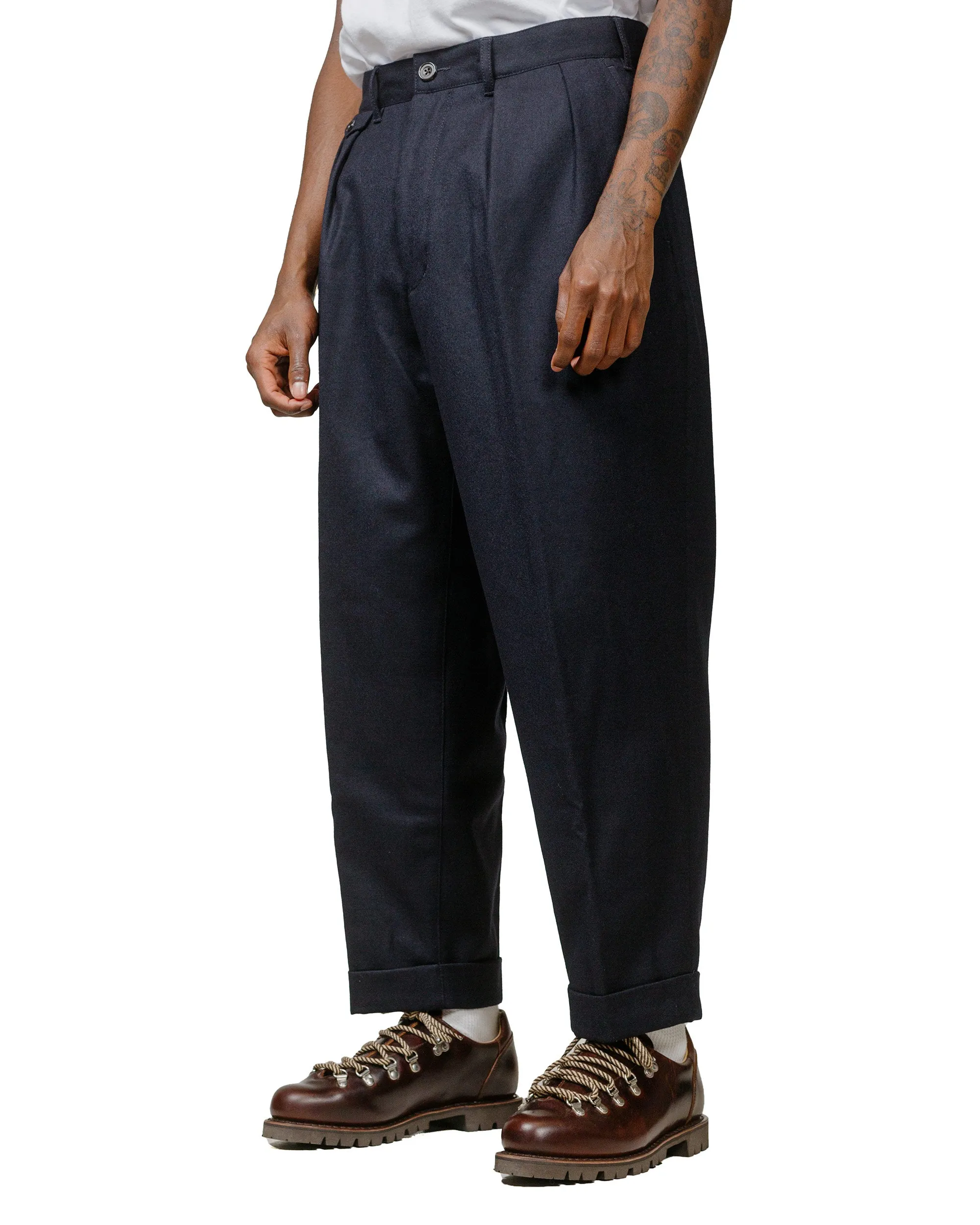 Beams Plus 2Pleats Flannel Navy Contrast - Trim