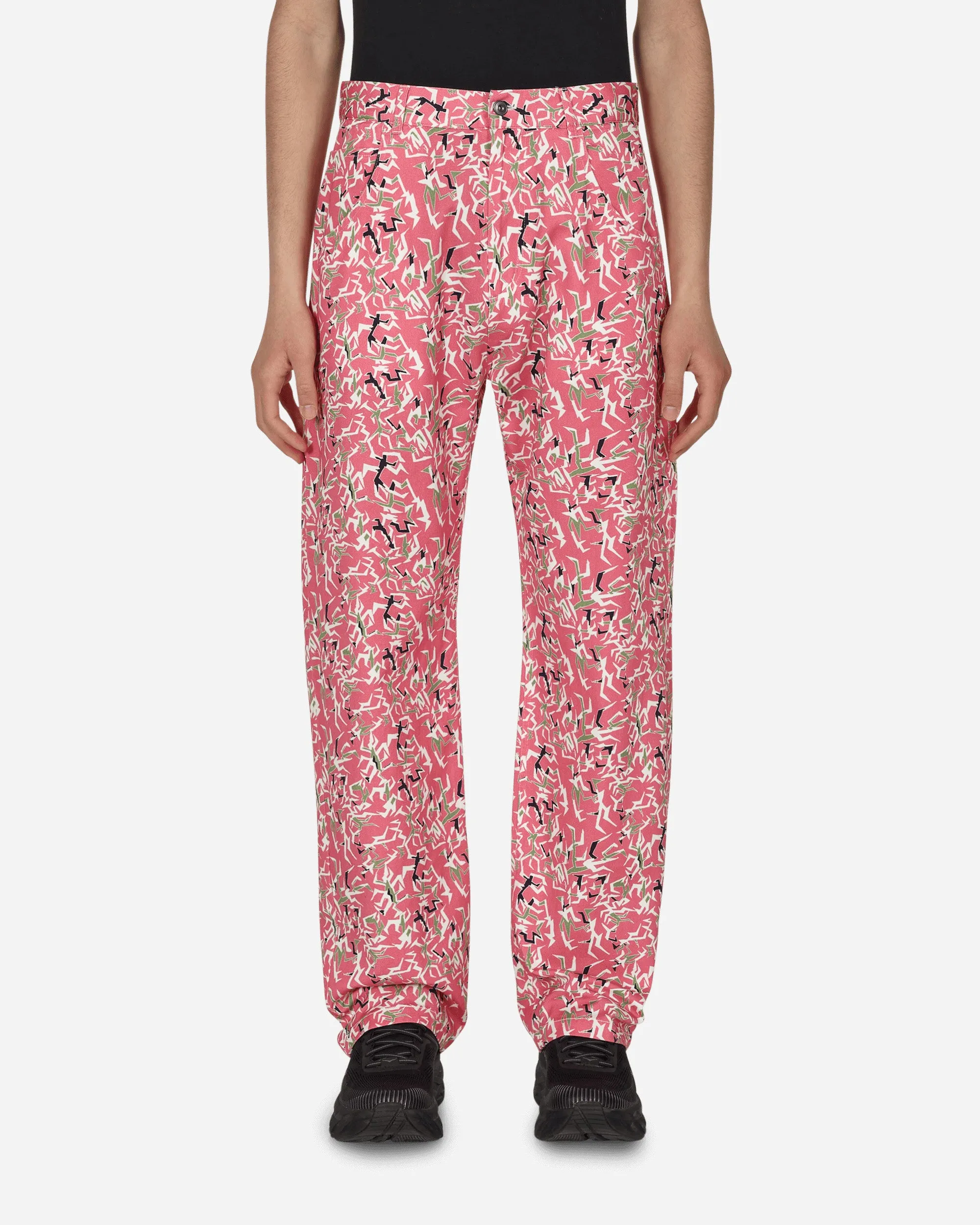 Workwear Floral Pants Pink Wind - Resistant Fabric Possible