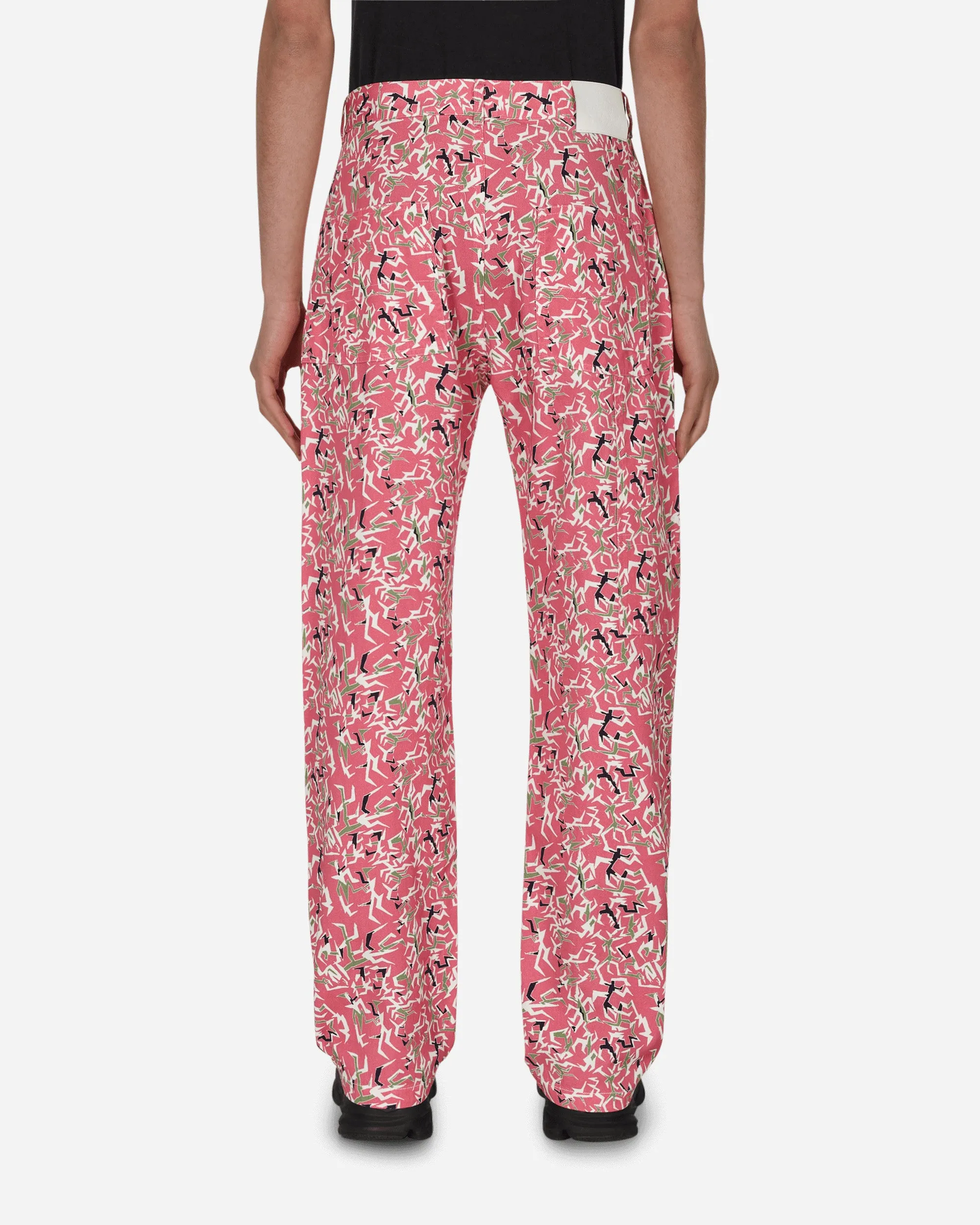 Workwear Floral Pants Pink Abrasion-Resistant Surface