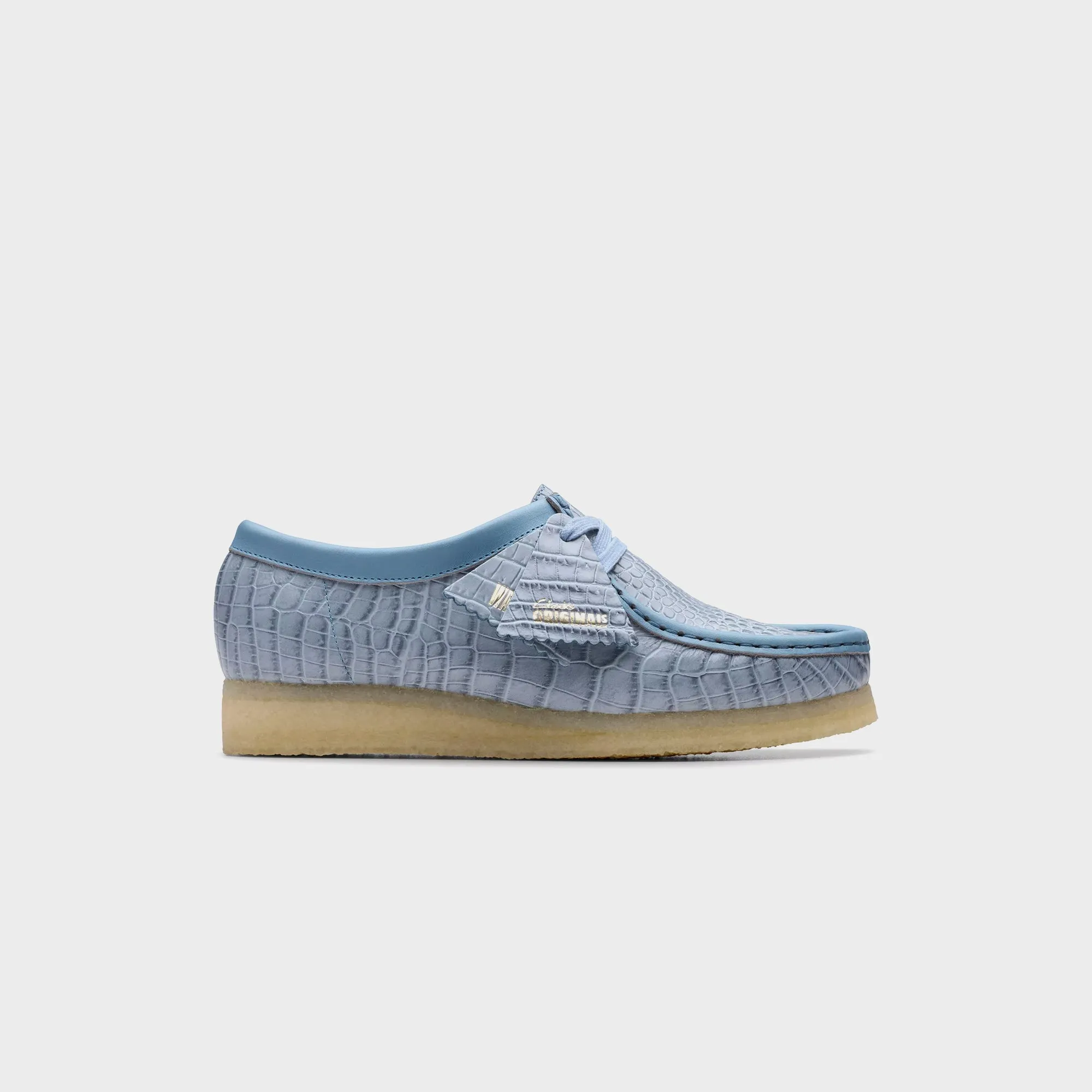 Adjustable Closure Specification Clarks Wallabee - Powder Blue Croc