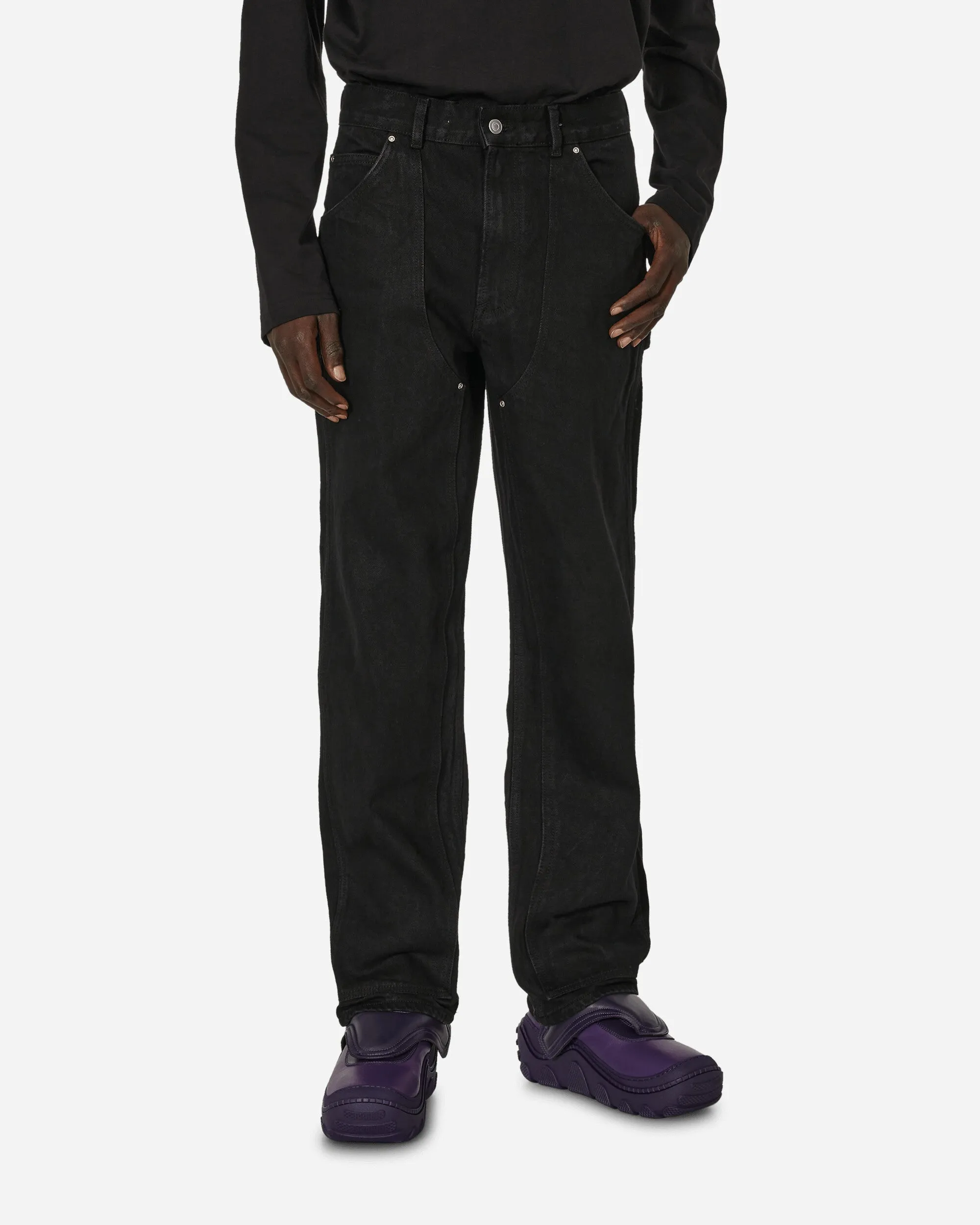 Double Knee Denim Pants Black Knitwear Diameter
