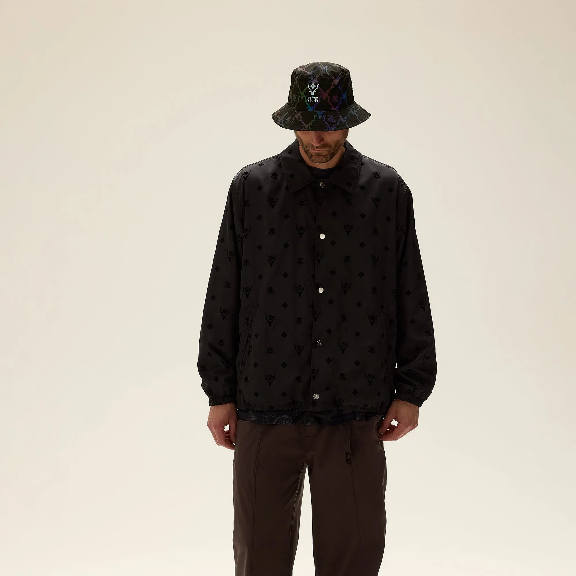 Kith & South2 West8 For Columbia Flocked Monogram Coaches Jacket - Black Eco-Friendly Design Utility Pockets