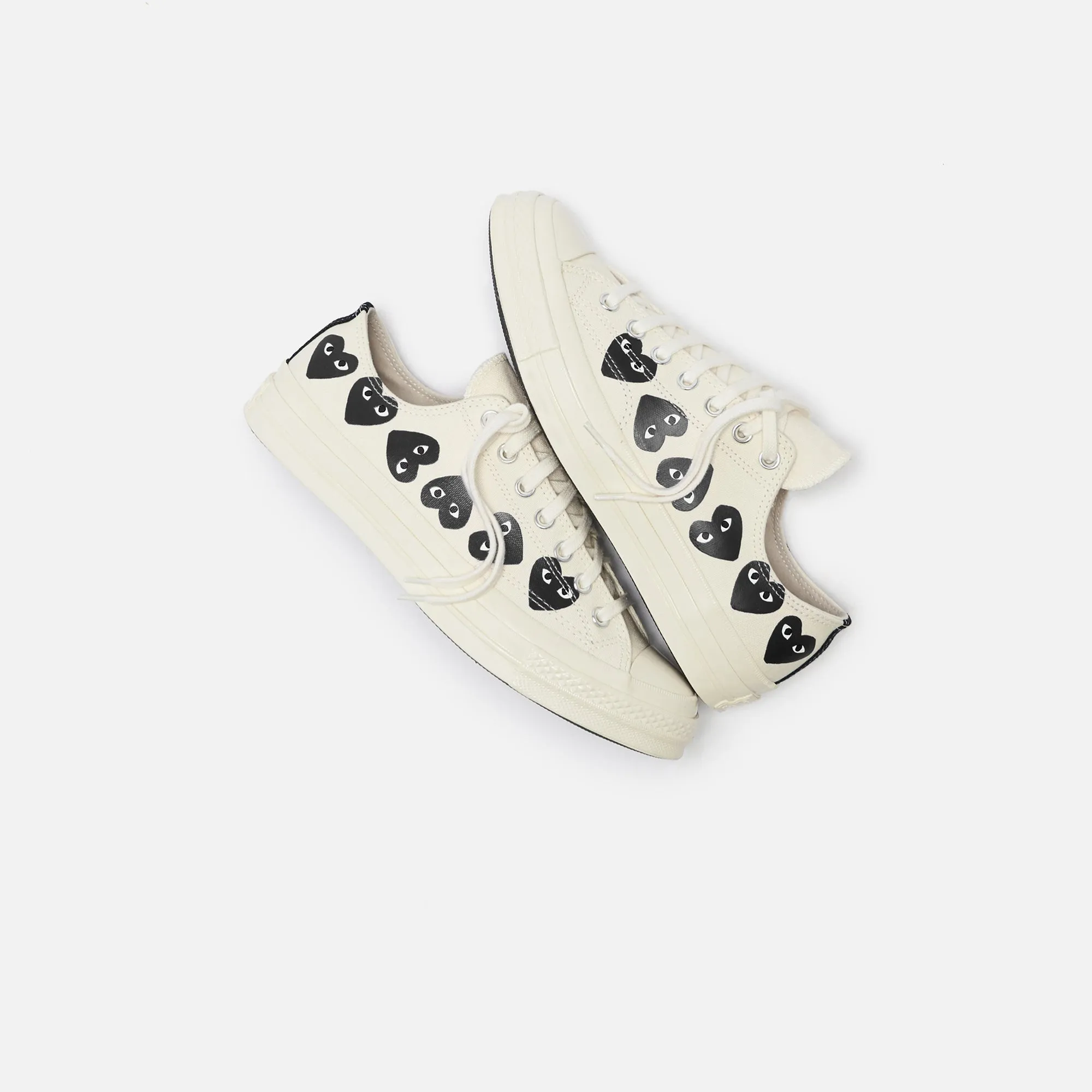 Comme Des Garons Play X Converse Multi Heart Low Top - Beige / Black Water Resistant Layer Design Cushioned Slippers