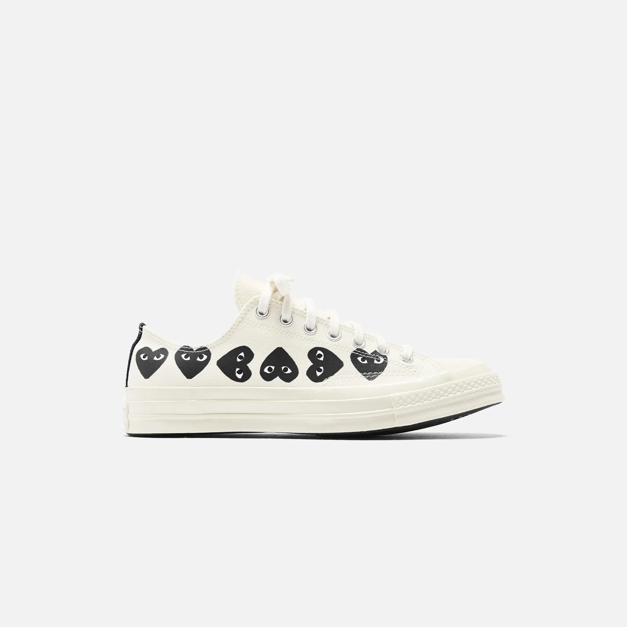 Comme Des Garons Play X Converse Multi Heart Low Top - Beige / Black Stretch Buckle