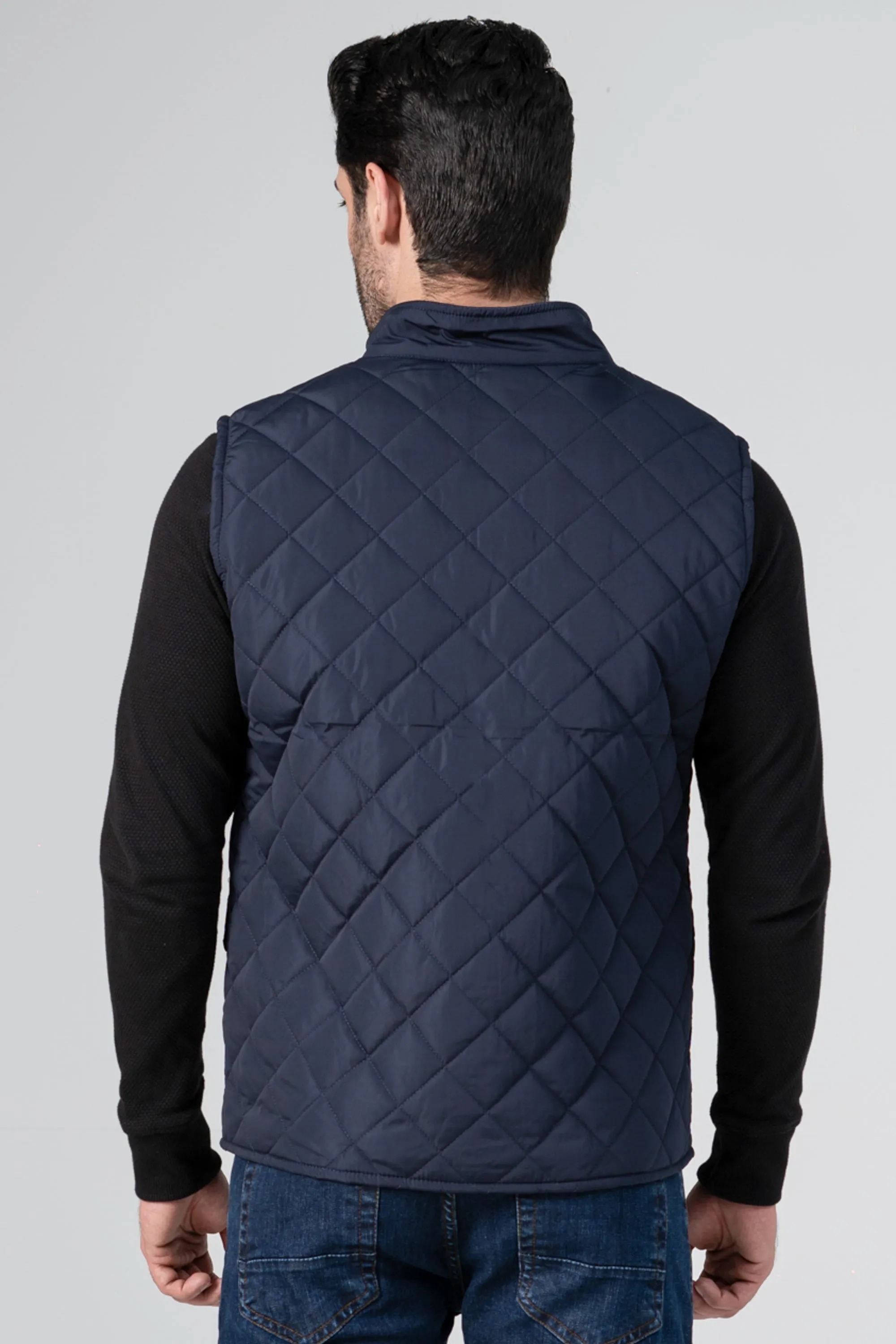 Comfort Lining Upper Quilted Logo Embroidered Jacket Navy
