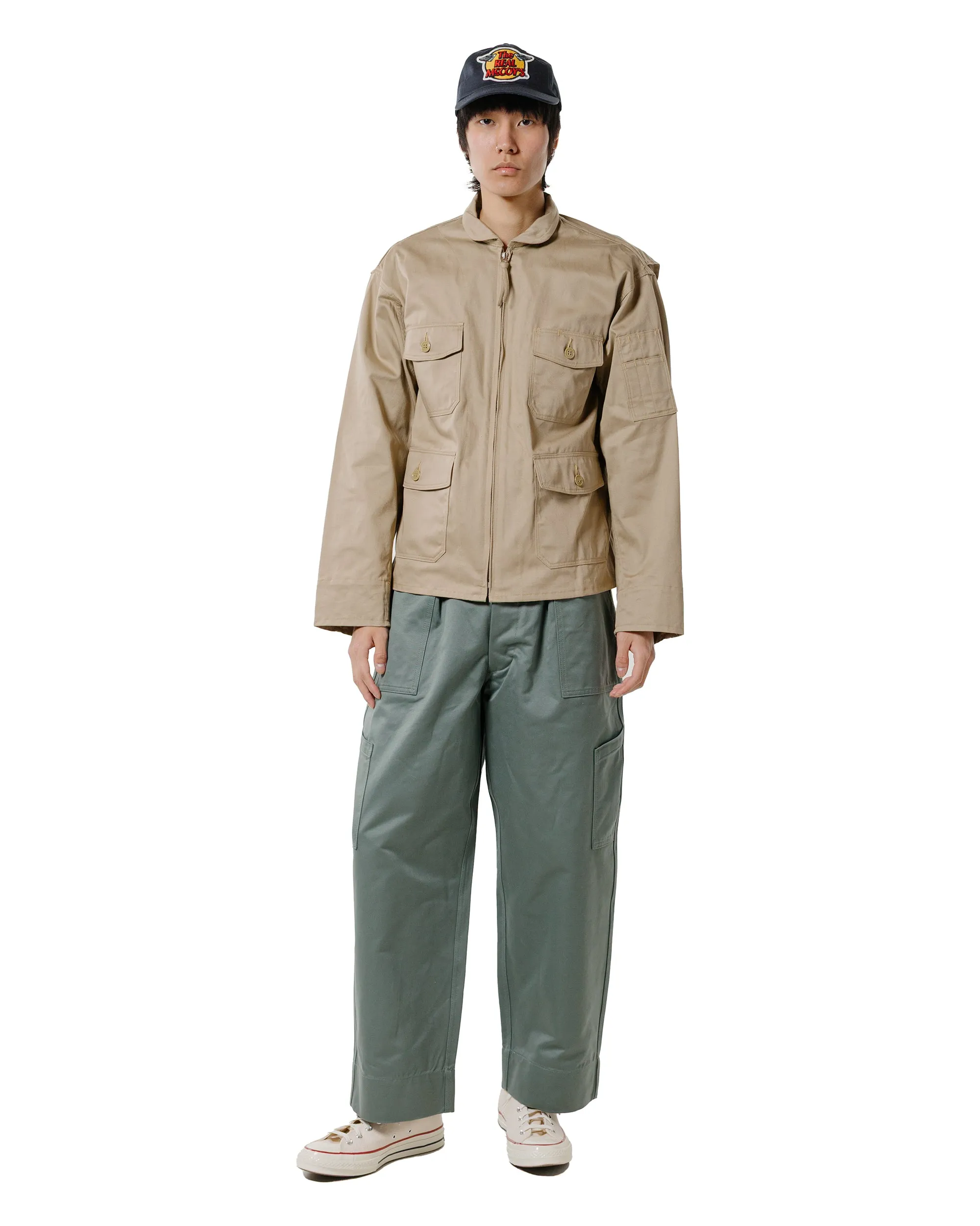 The Real Mccoy'S Mp22103 Trousers, Utility, Cotton / Usaf Sage Green Soft Cup Panel Self Adjusting