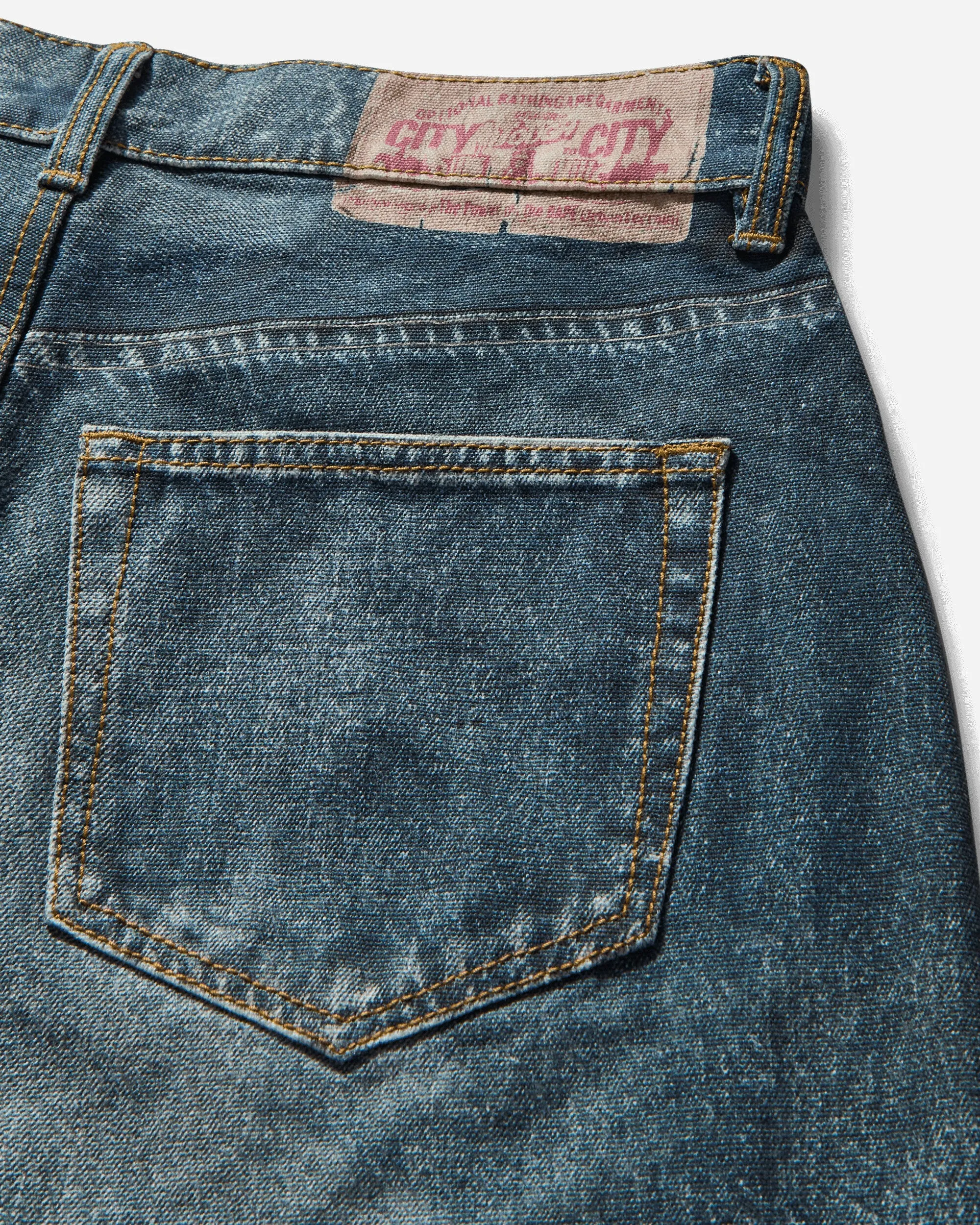 Comfortable Organization Comfortable Buckles Men'S Fake Print Sta Denim Pants Light Indigo