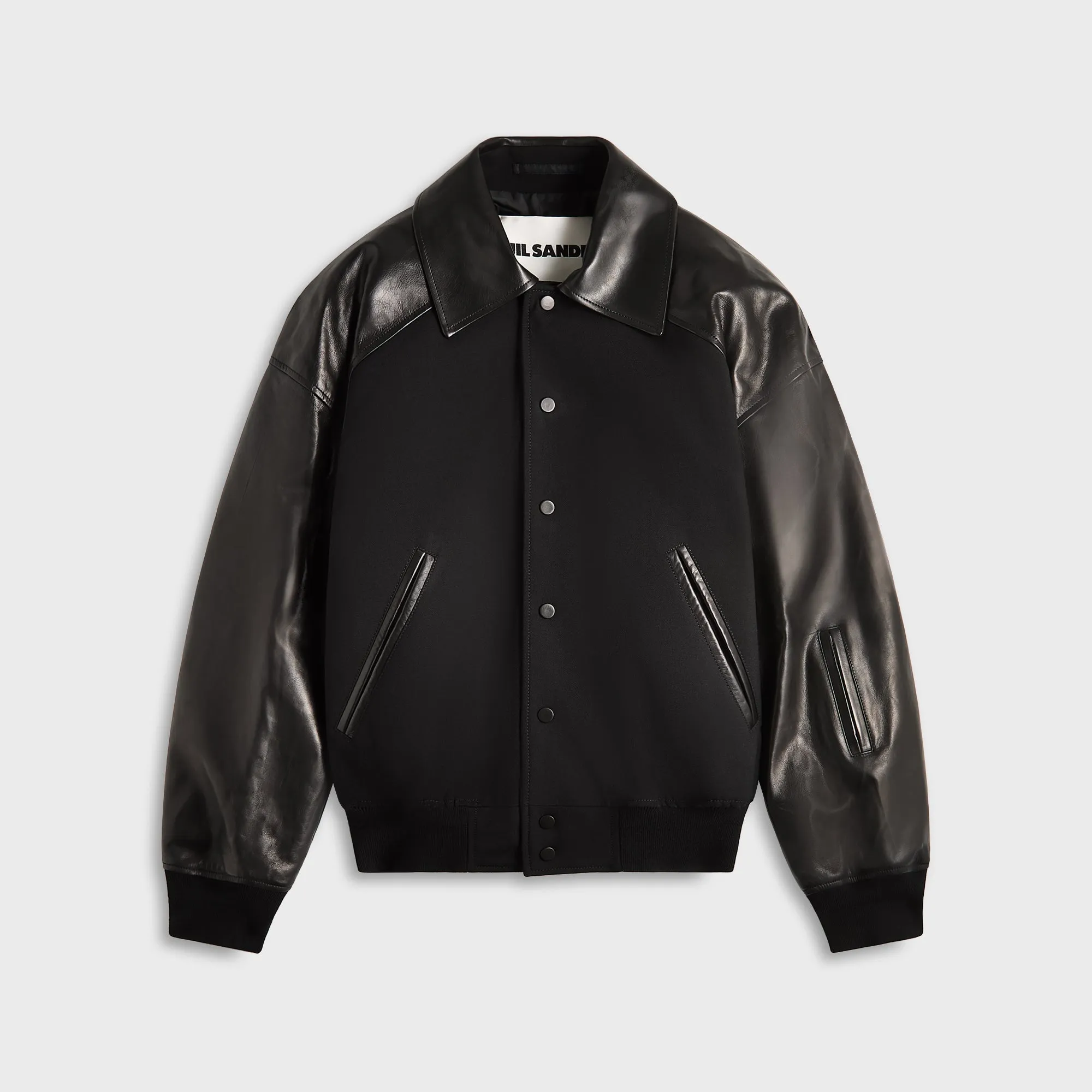 Closed - Front Kangaroo Pockets Finish Jil Sander Blouson 93 Leather - Black