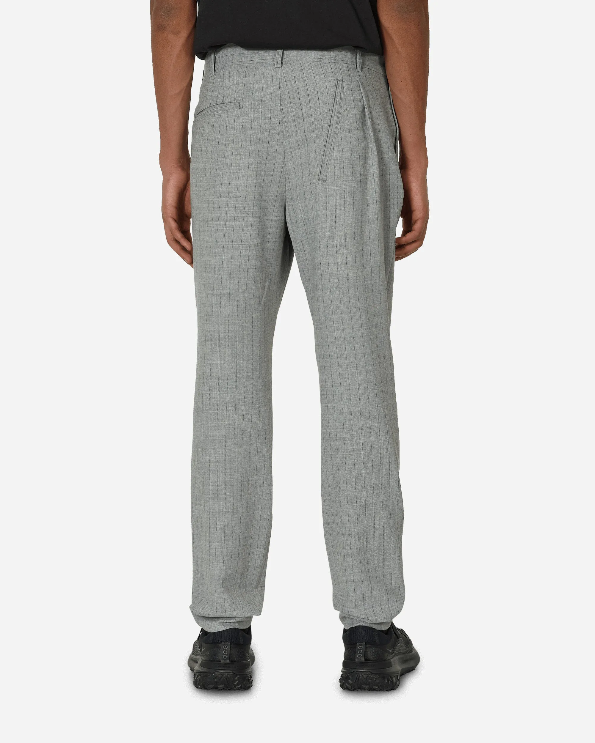 Deconstructed Checked Wool Trousers Grey Breathable Wrists Digital Print