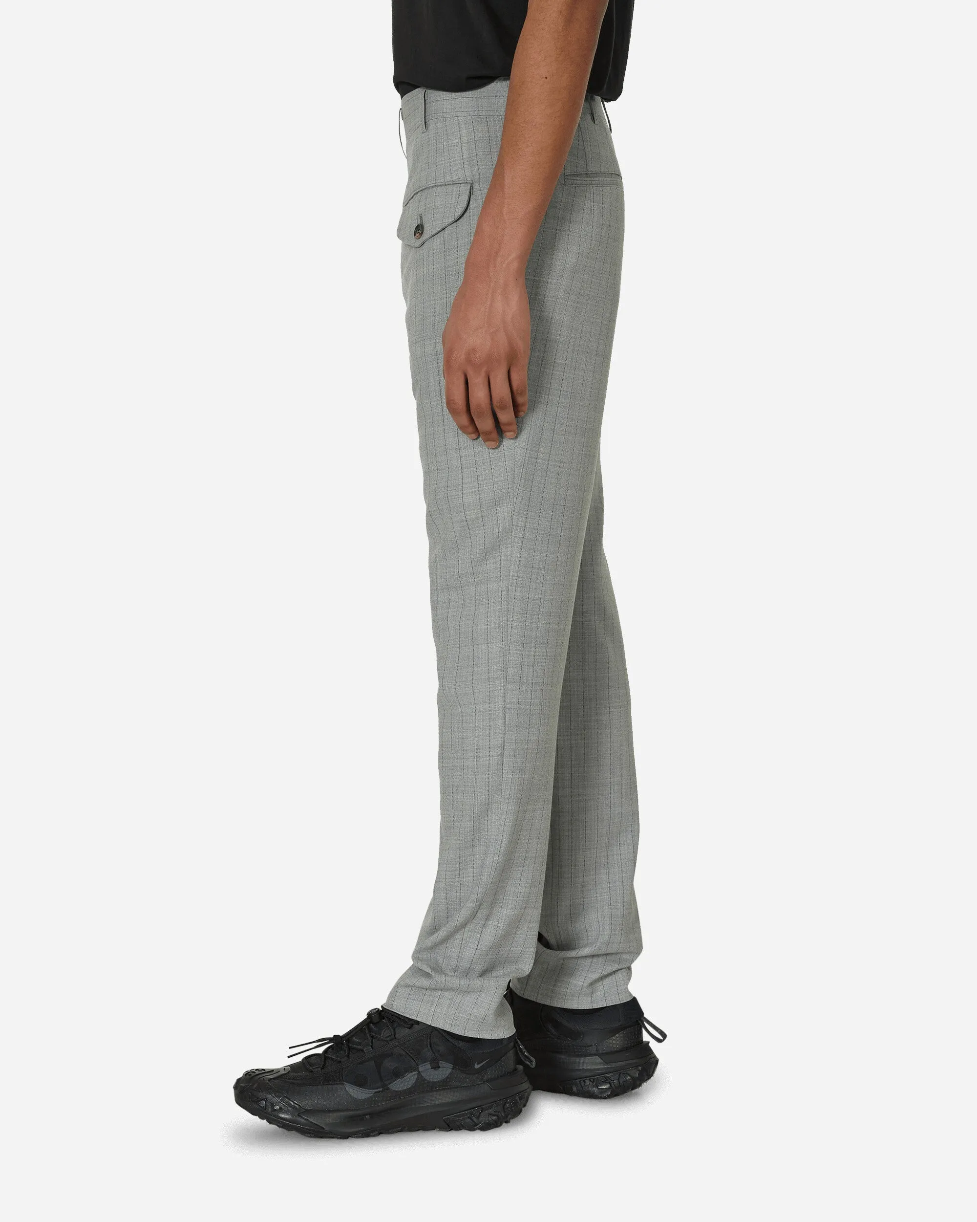 Tassel Finish Hook-And-Loop Closure Deconstructed Checked Wool Trousers Grey