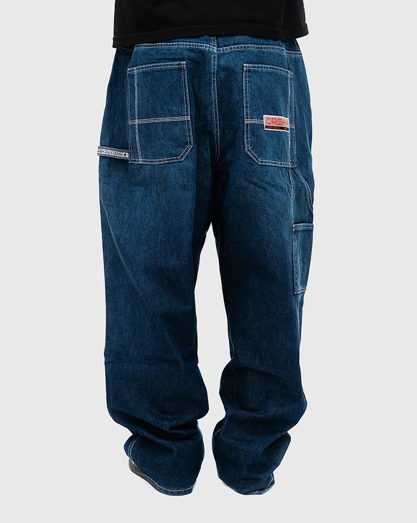 Dust-Resistant Effect Cash Only Company Denim Jeans - Distress Washed Blue