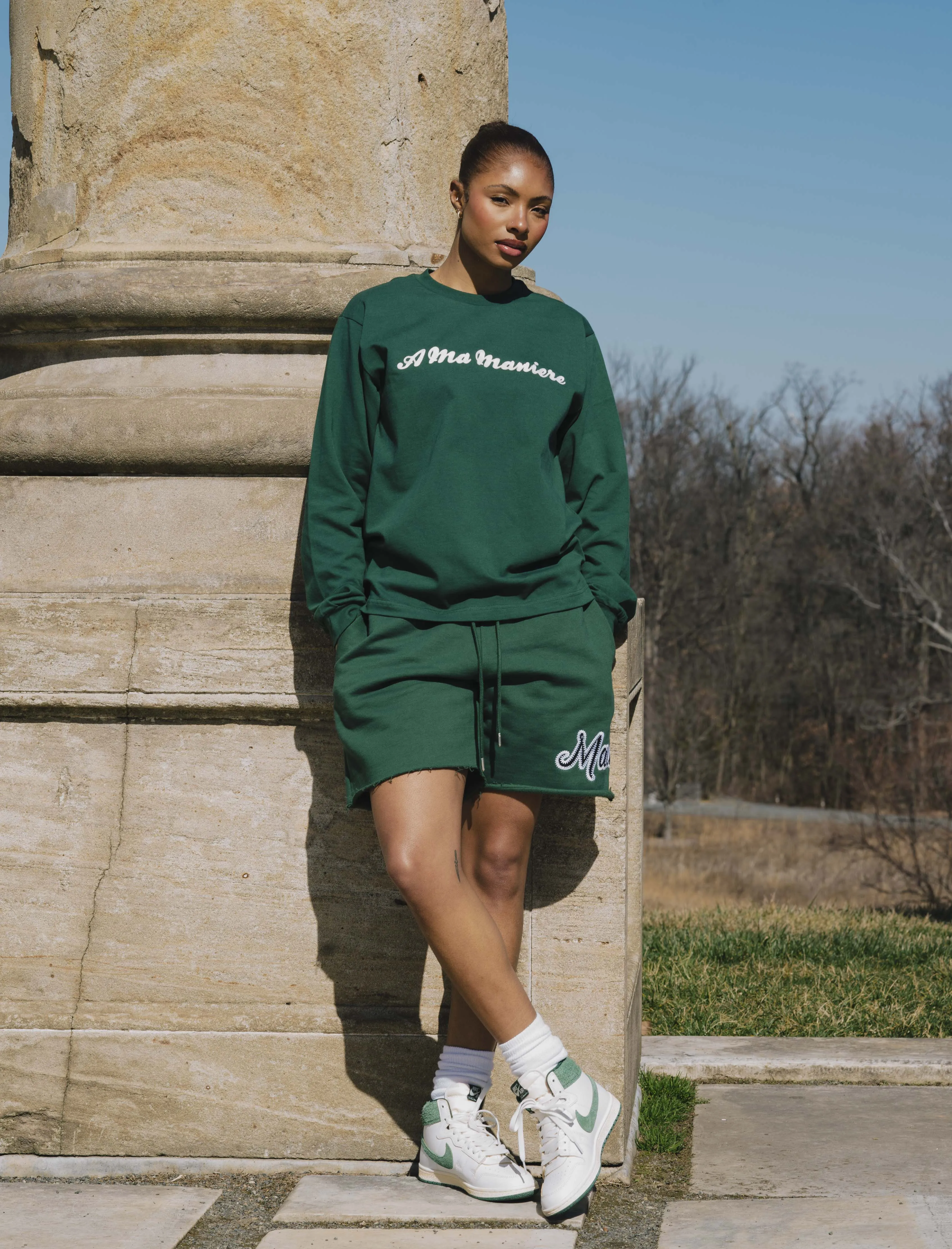 One Shoulder Amm Script Long Sleeve Tee