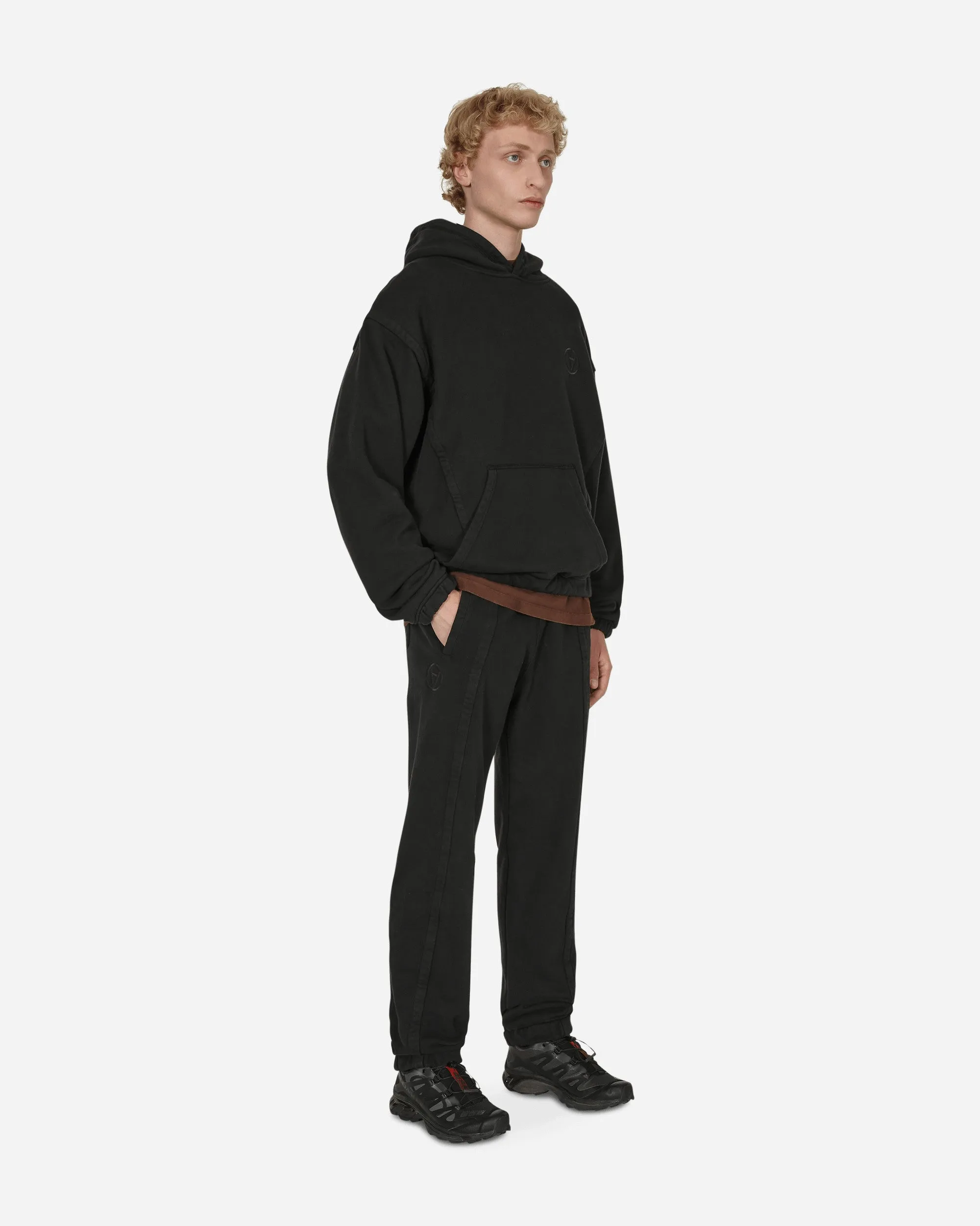 Panel Basic Sweatpants Black Lace Neck