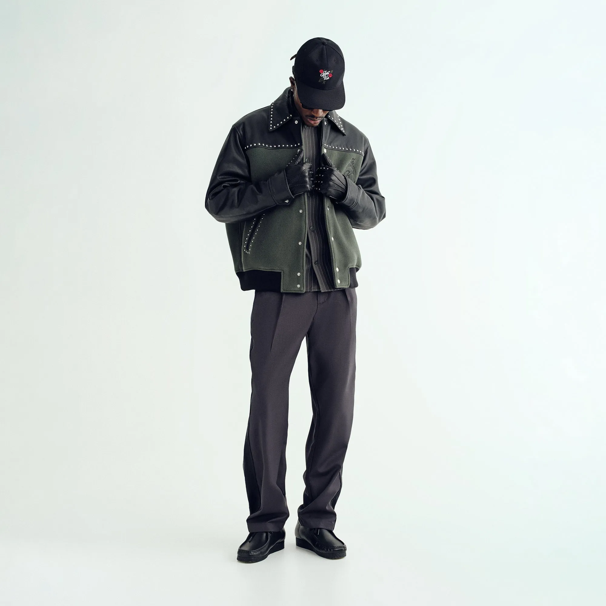 Kith Leather Combo Varsity Jacket - Machine Anti-Rust Moon Shape