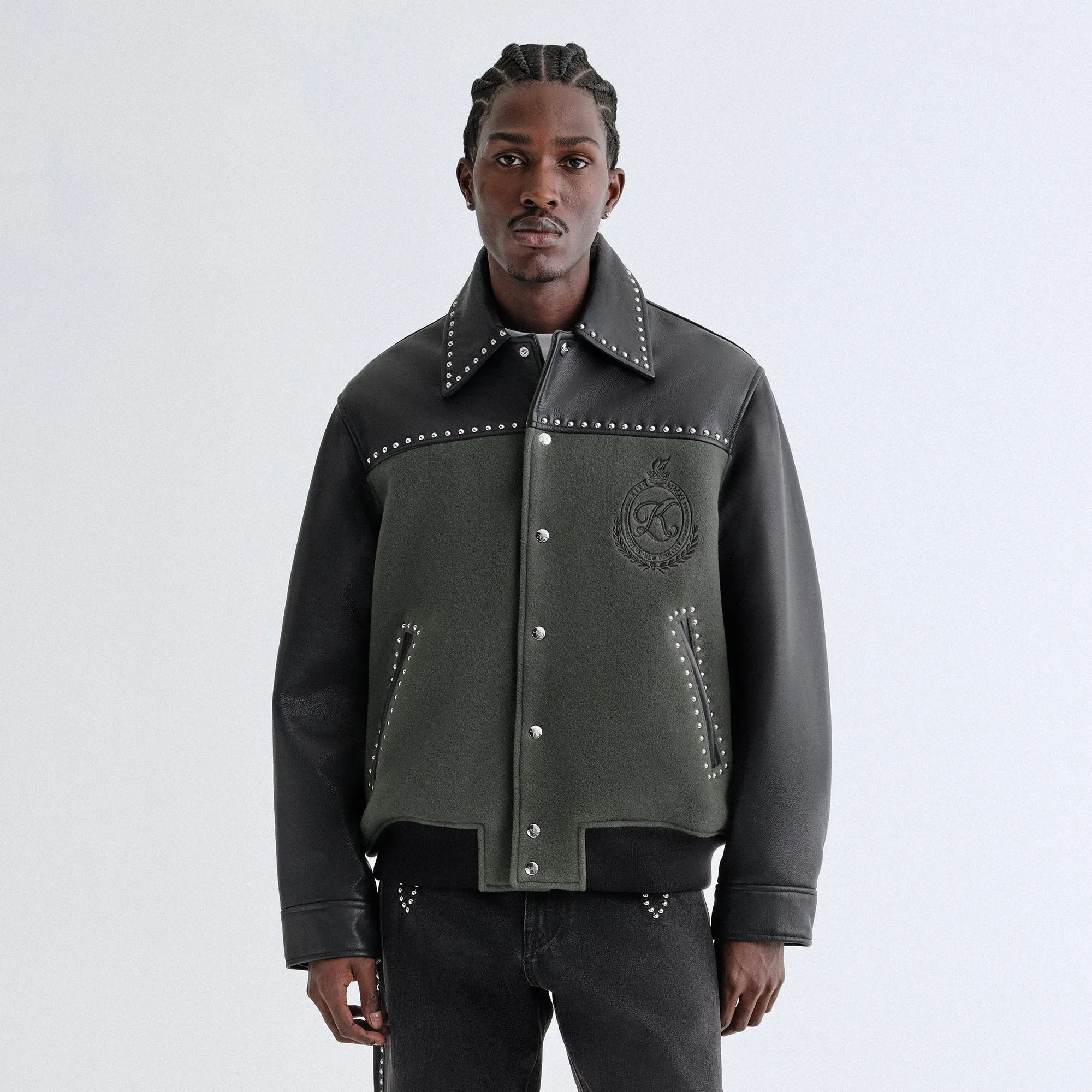Kith Leather Combo Varsity Jacket - Machine UV Protected Quality