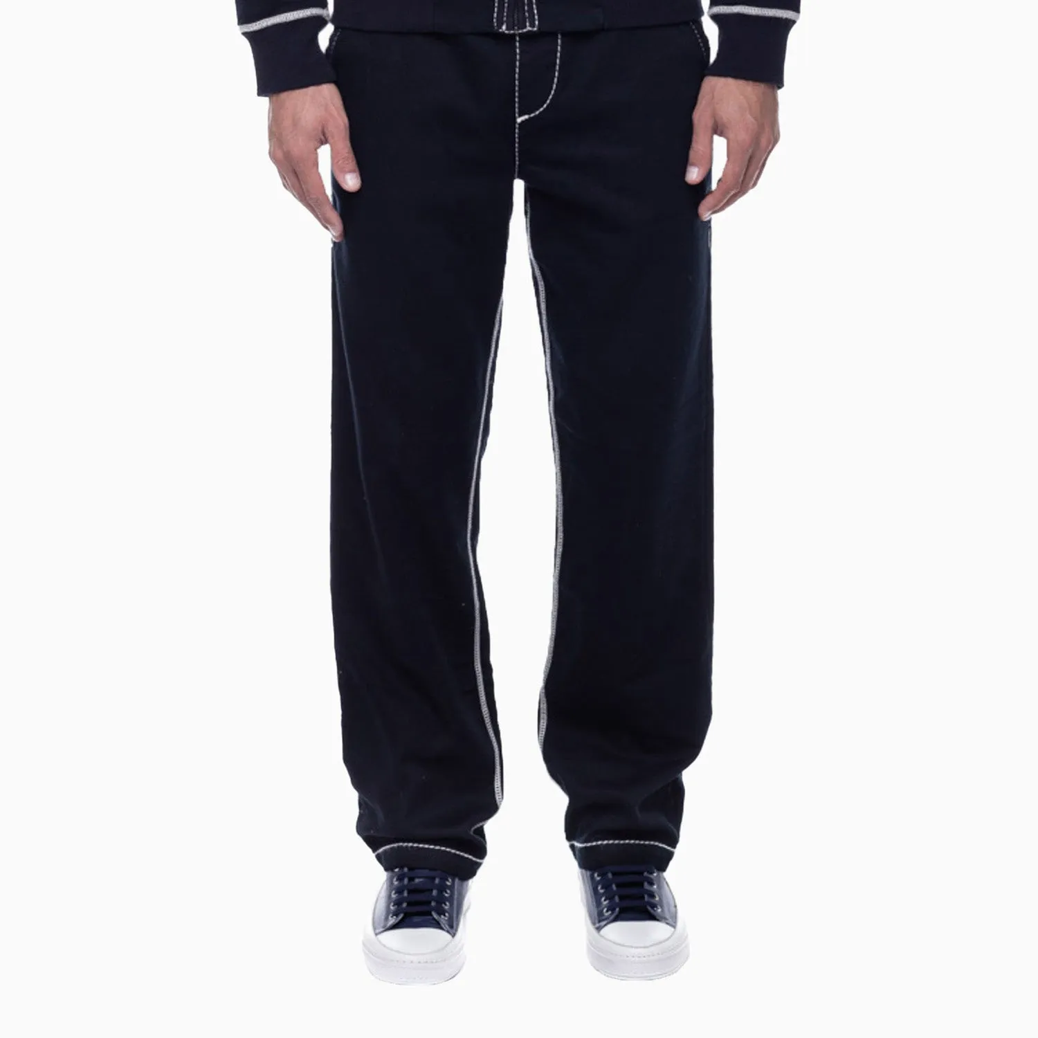 Men'S Contrast Wide Leg Sweat Pant Natural Bamboo Blend