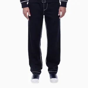 Men'S Contrast Wide Leg Sweat Pant Natural Bamboo Blend