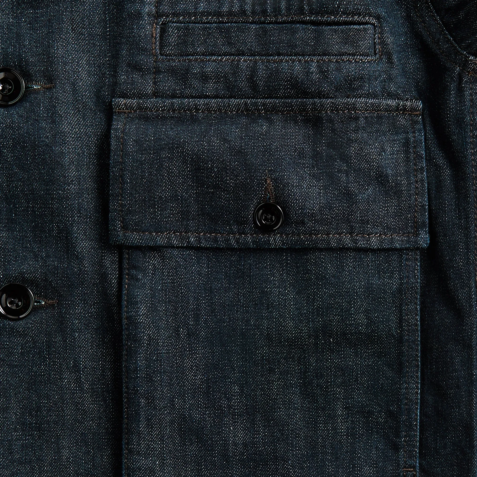 Debossed Finish Comfortable Mediterranean Lemaire Boxy Jacket - Denim Indigo