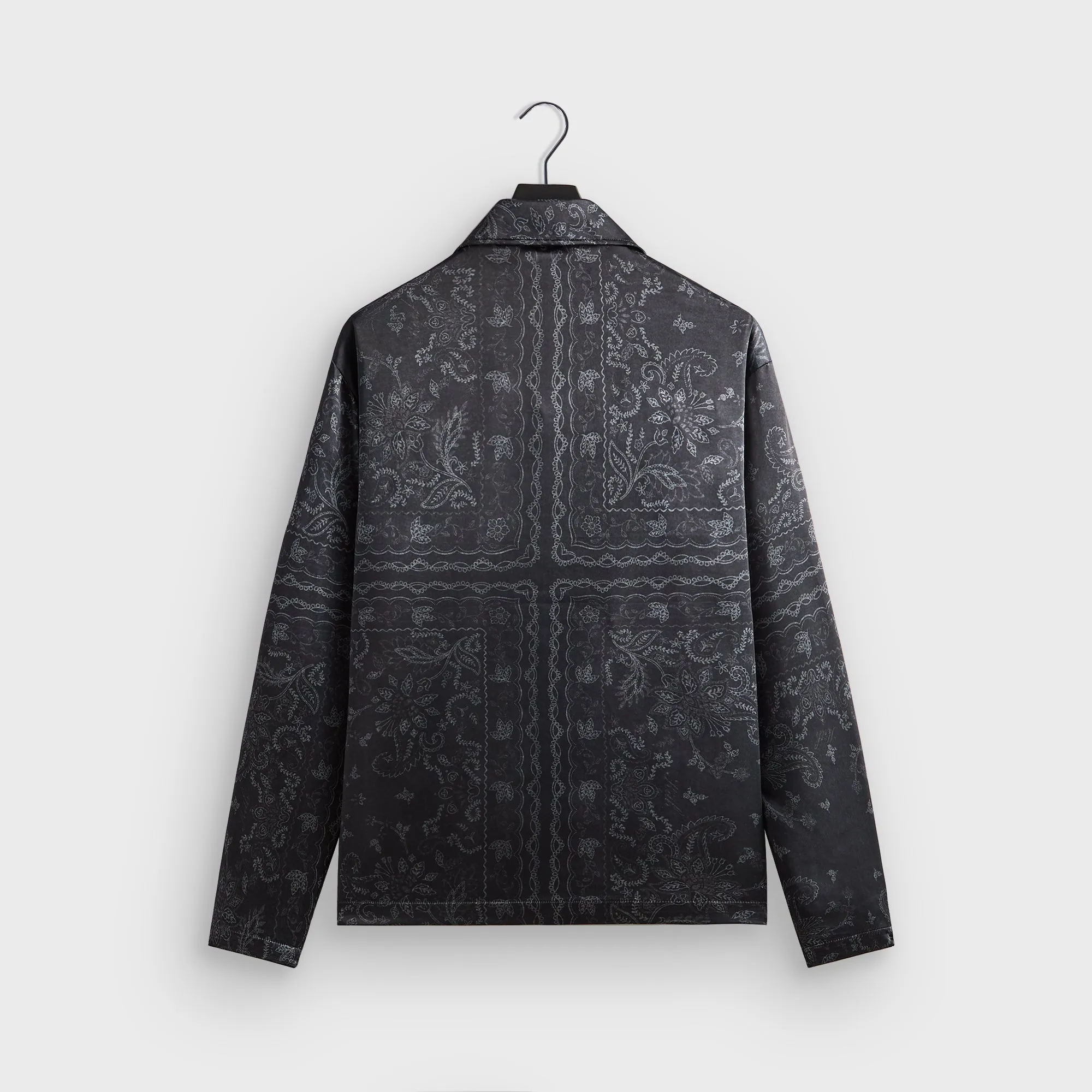 Kith Panelled Bandana Long Sleeve Coaches Jacket - Black Comfortable Suede Blend Stretchable Sleeves
