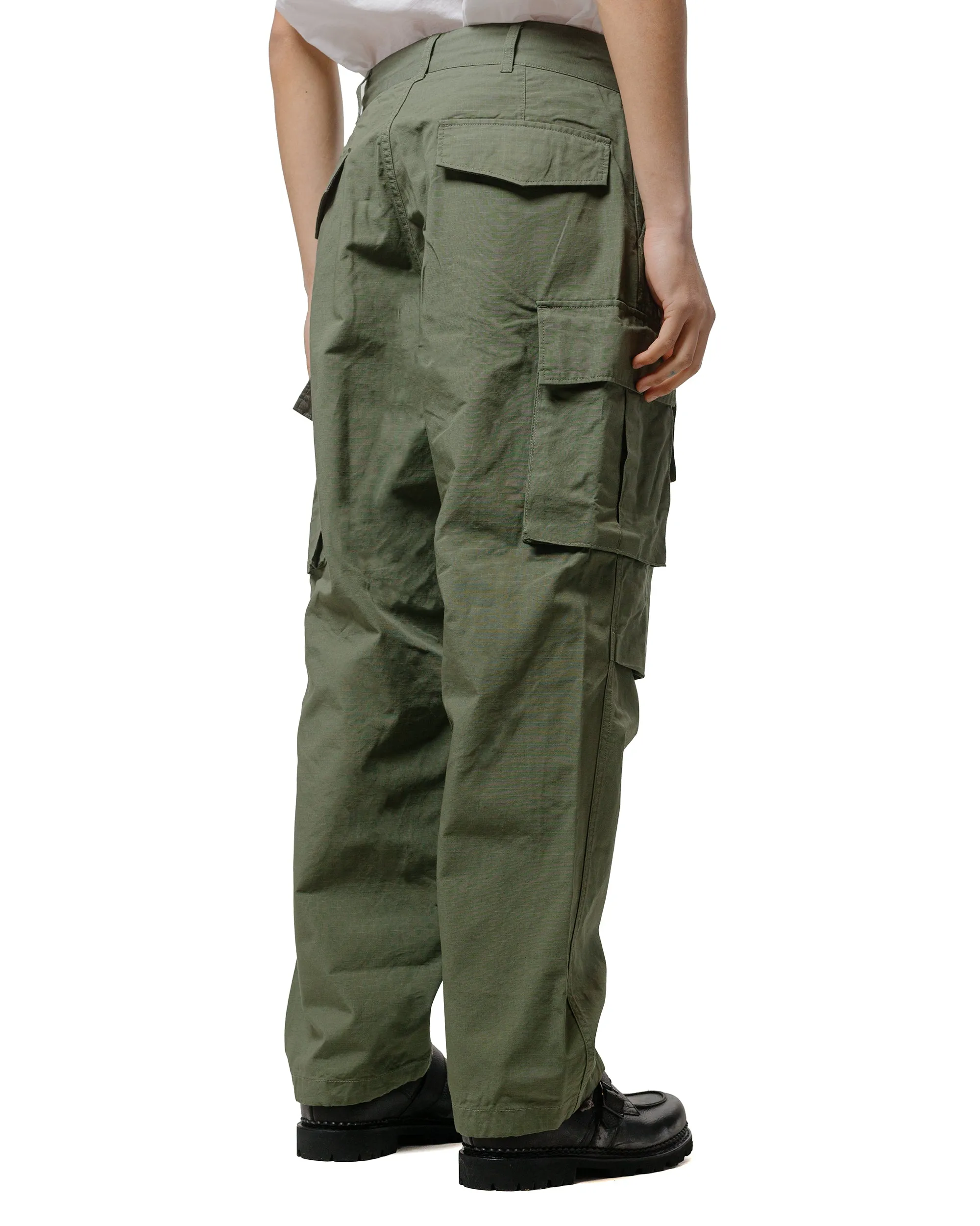 Engineered Garments Fa Pant Olive Cotton Ripstop Hammered Metal