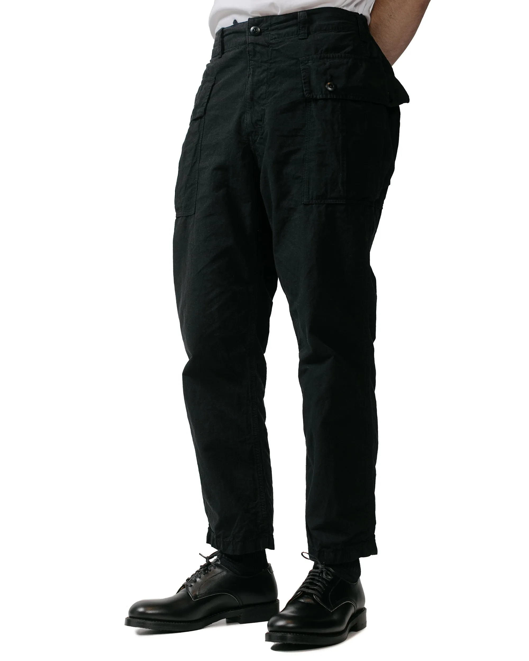 Moisture Wicking Modal Cable Stitch Sage De Cret High Density Cotton Hemp Cropped Peg Top Military Pants Black
