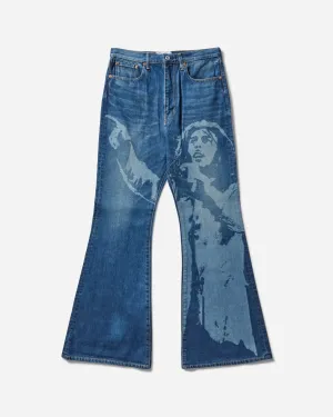 Suitable For Indoor Men'S Bob Marley Denim Pants Indigo