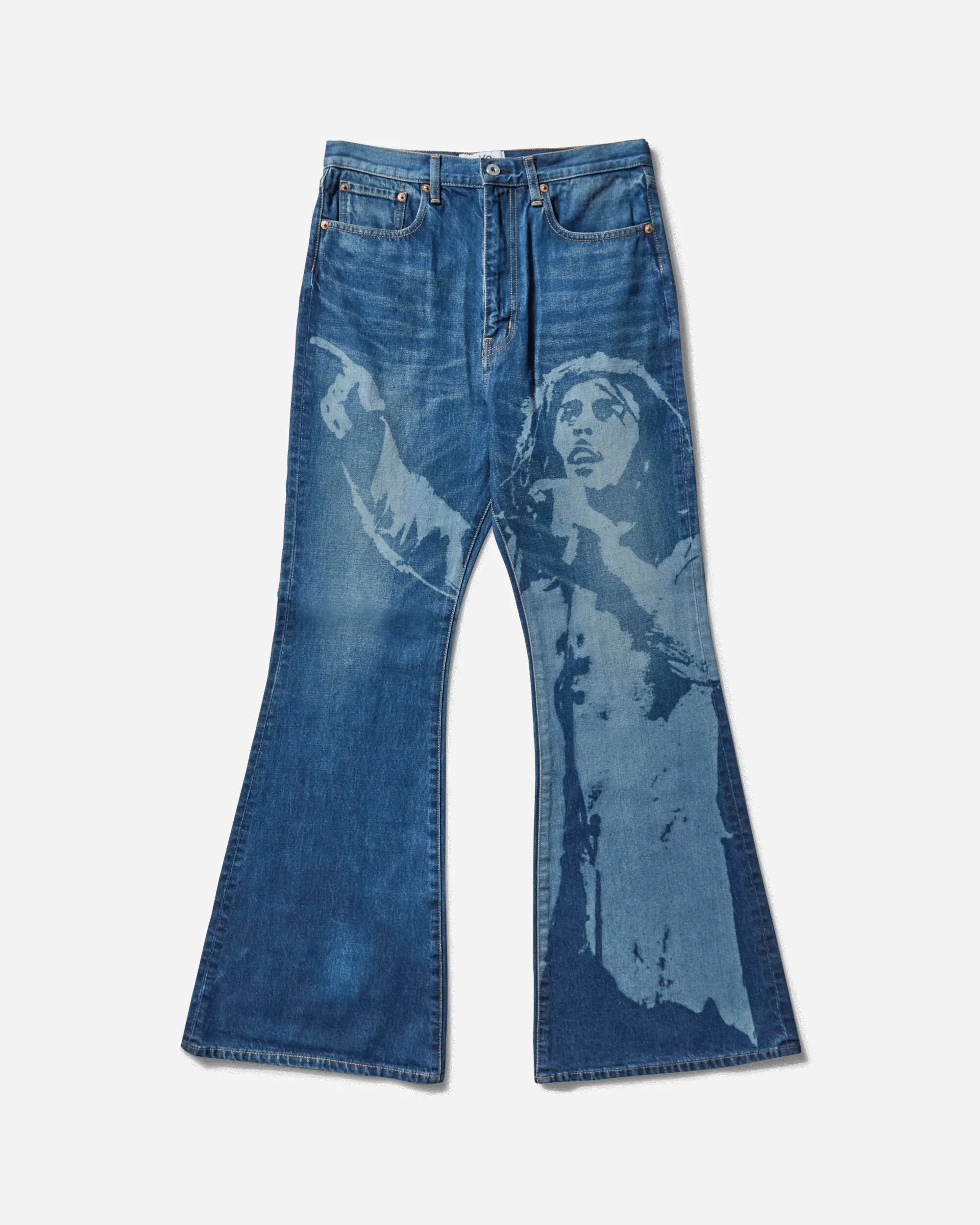 Suitable For Indoor Men'S Bob Marley Denim Pants Indigo