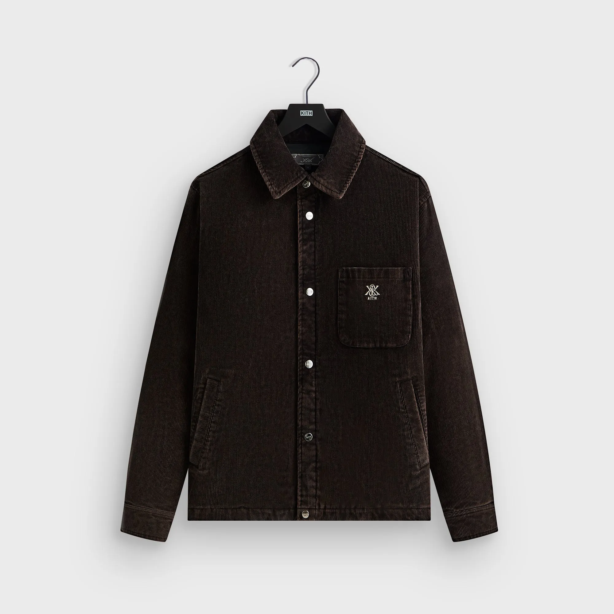 Hood With Shirred Kith Washed Corduroy Brixton Puffed Shirt Jacket - Ink