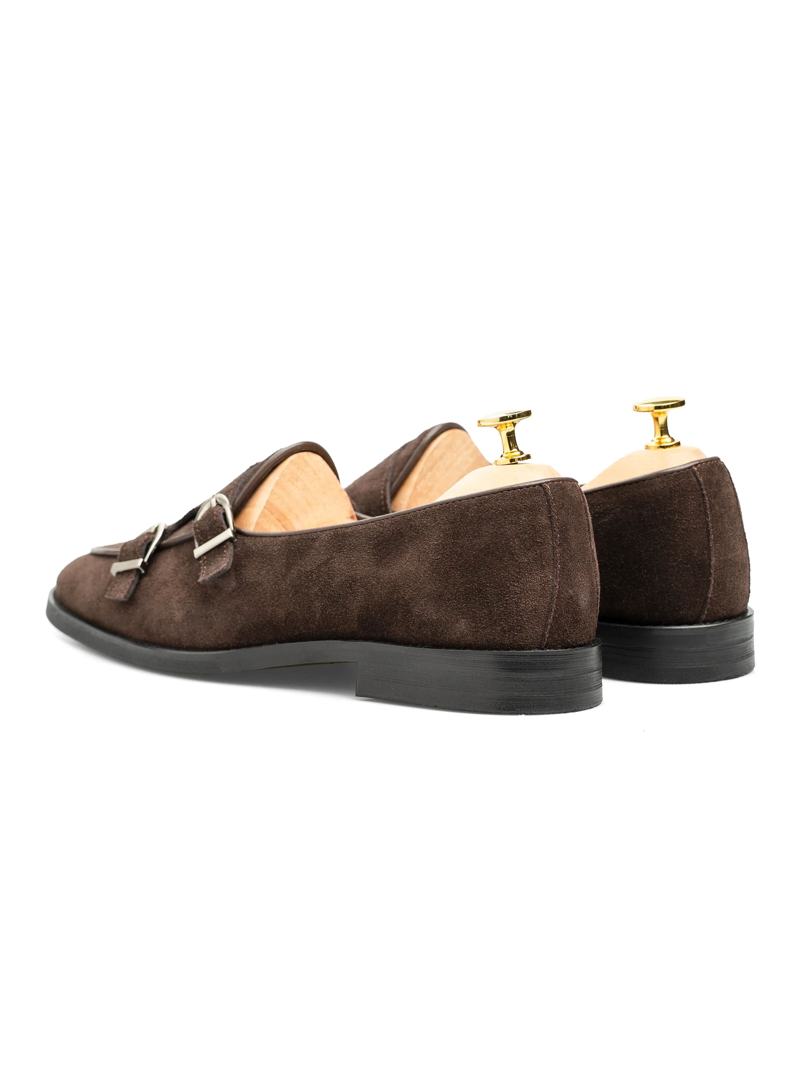 Bellmonk Loafer - Tobacco Brown Suede Mid Straps Cut