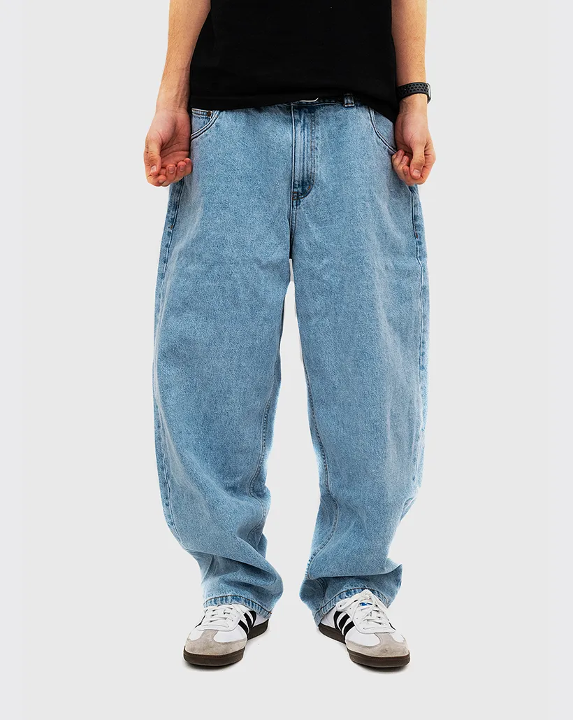 Dime Classic Baggy Denim Pants - Blue Washed Stay In Place Comfortable Bamboo Worn Socks