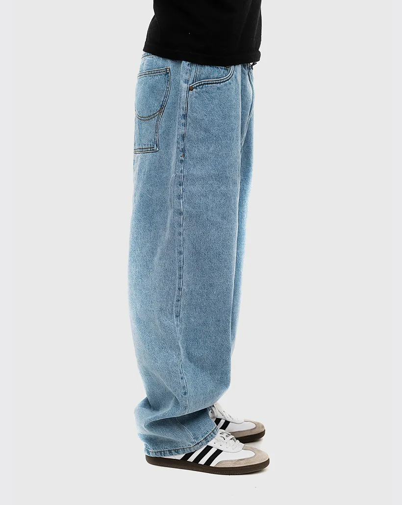 More Fashionable Dime Classic Baggy Denim Pants - Blue Washed