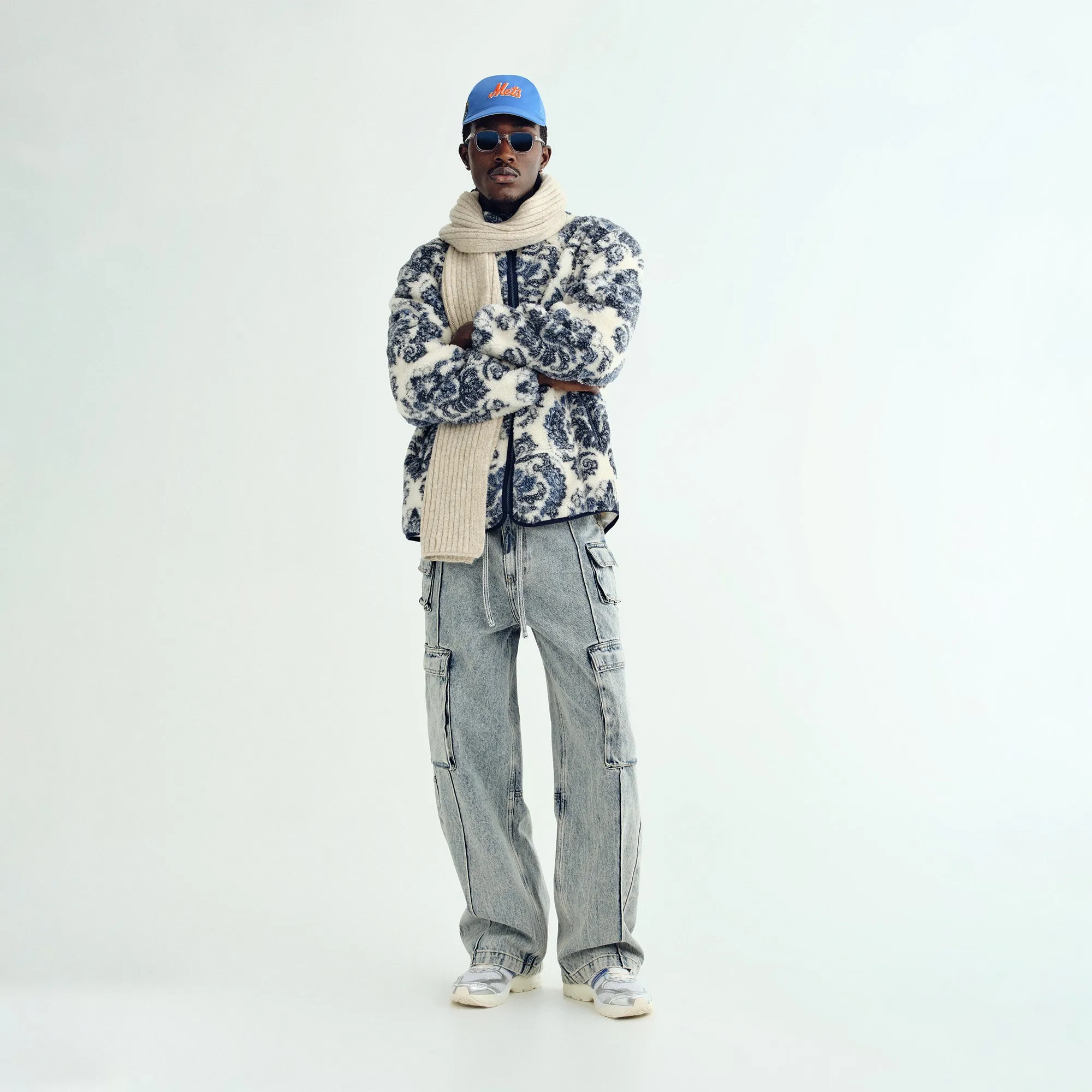 Kith Damask Floral Sherpa Harper Jacket - Sandrift Comfortable Pocket Seam