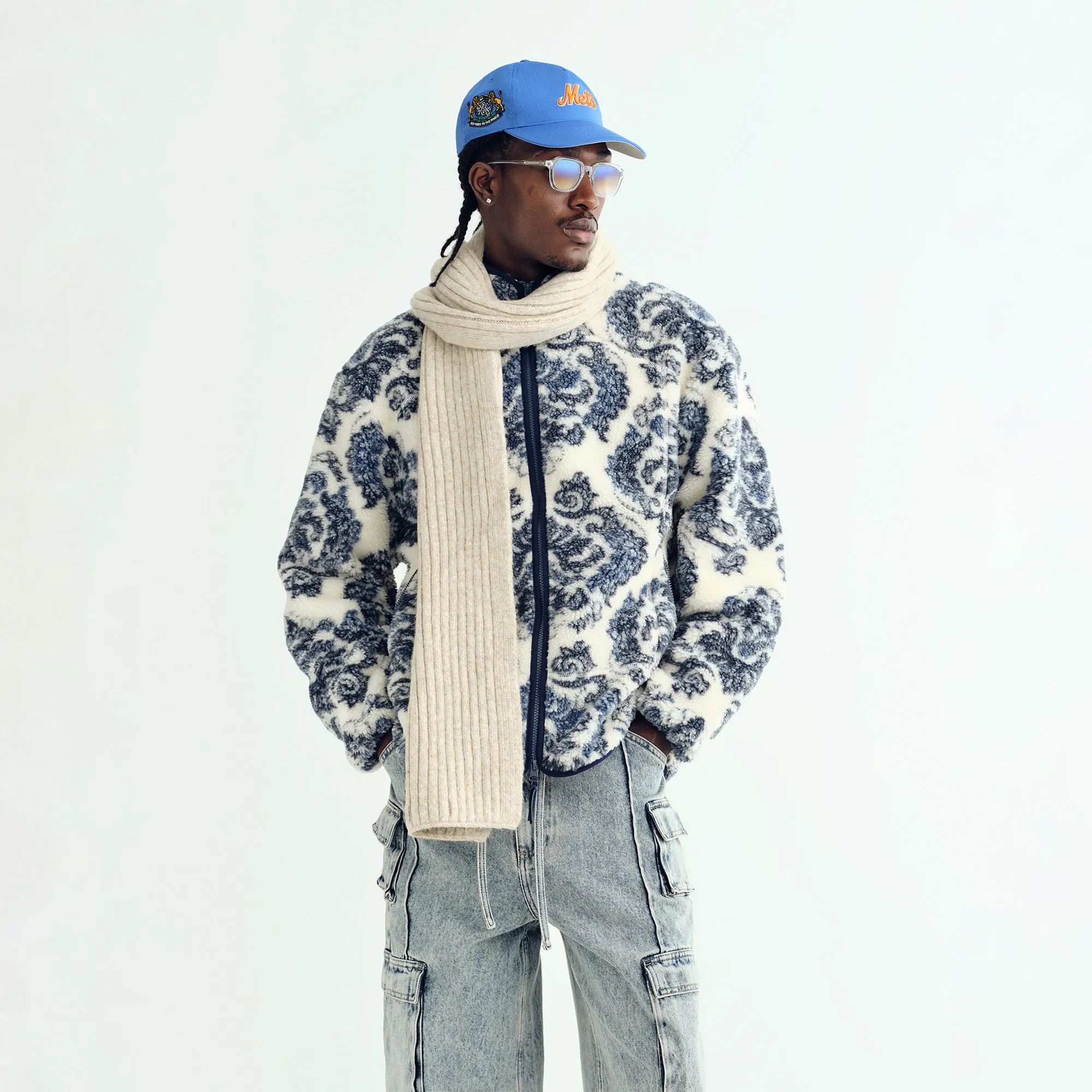 Knitwear Reviving Kith Damask Floral Sherpa Harper Jacket - Sandrift
