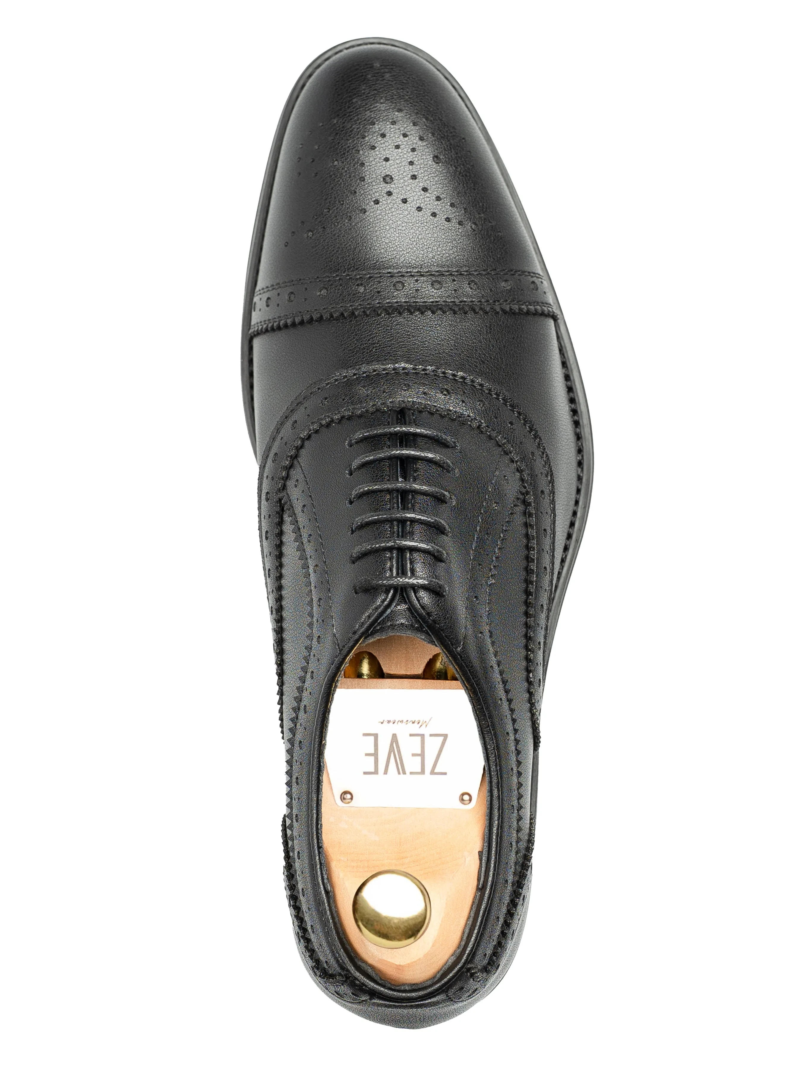 Comfort Sleep Flexible Construction Design Concept Set Virano Semi Brogue  - Solid Black Leather (Stud Sole)