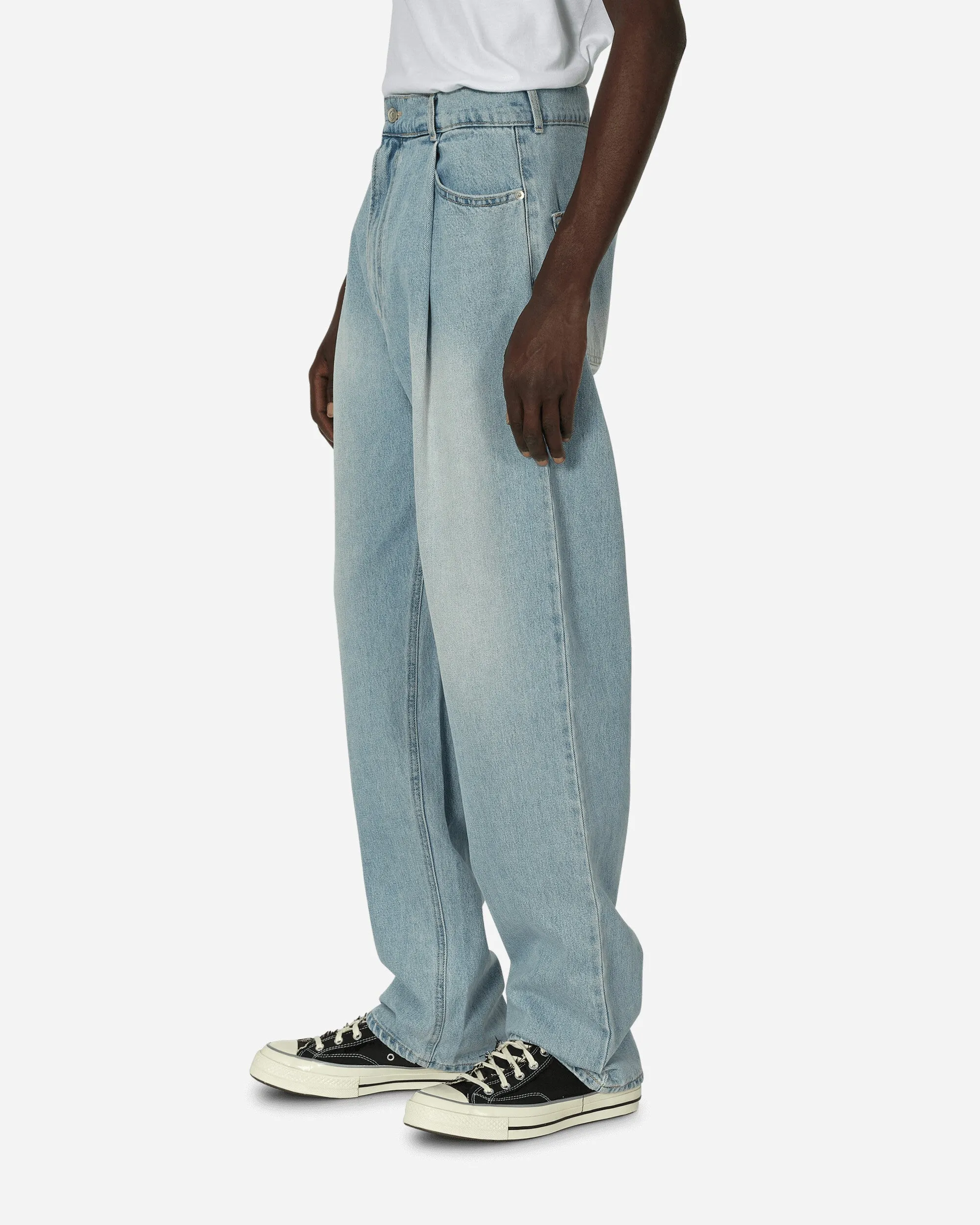 One Tuck Wide Denim Pants Light Blue Anti - End